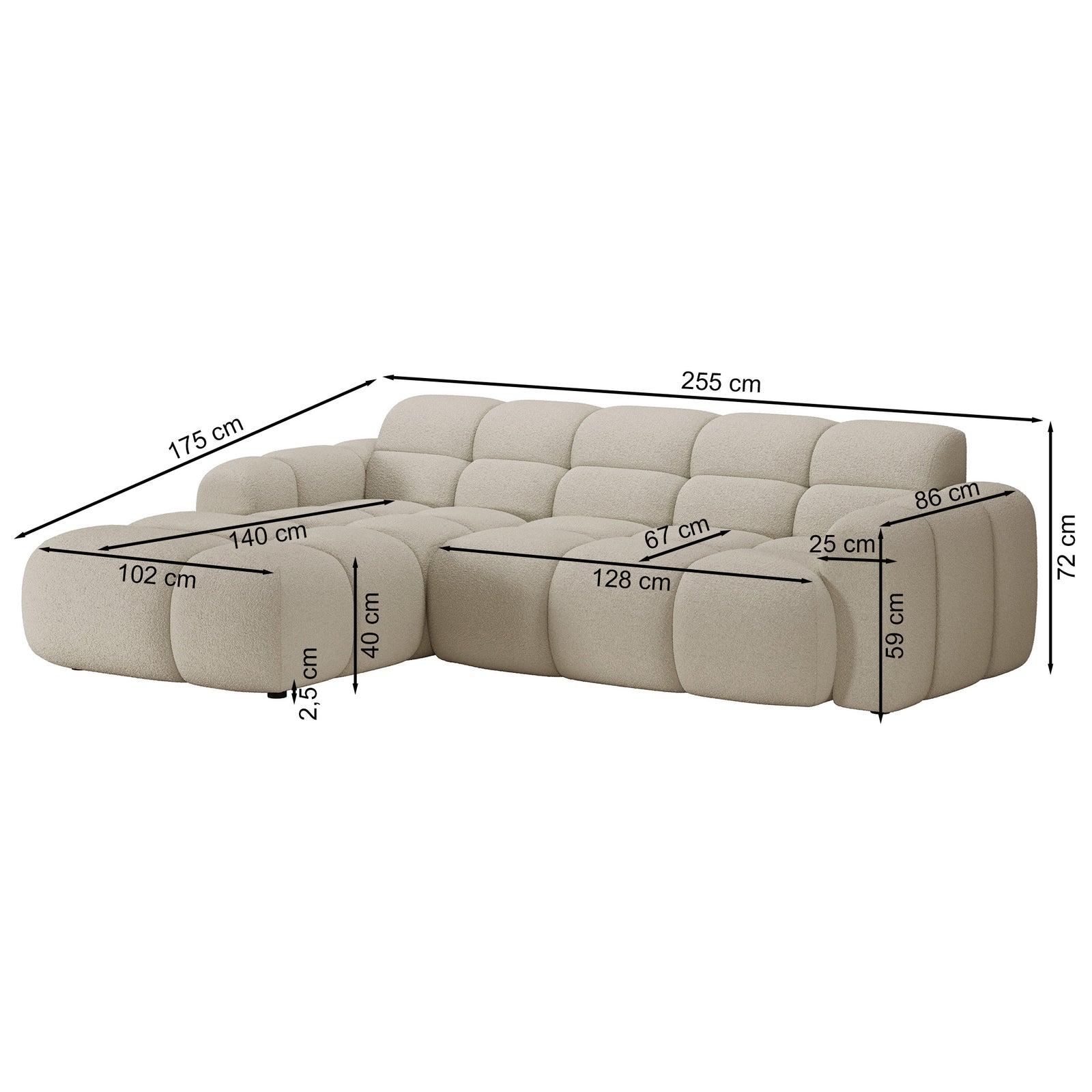 Kampinė sofa-lova VENTELLO, pilkai smėlinė