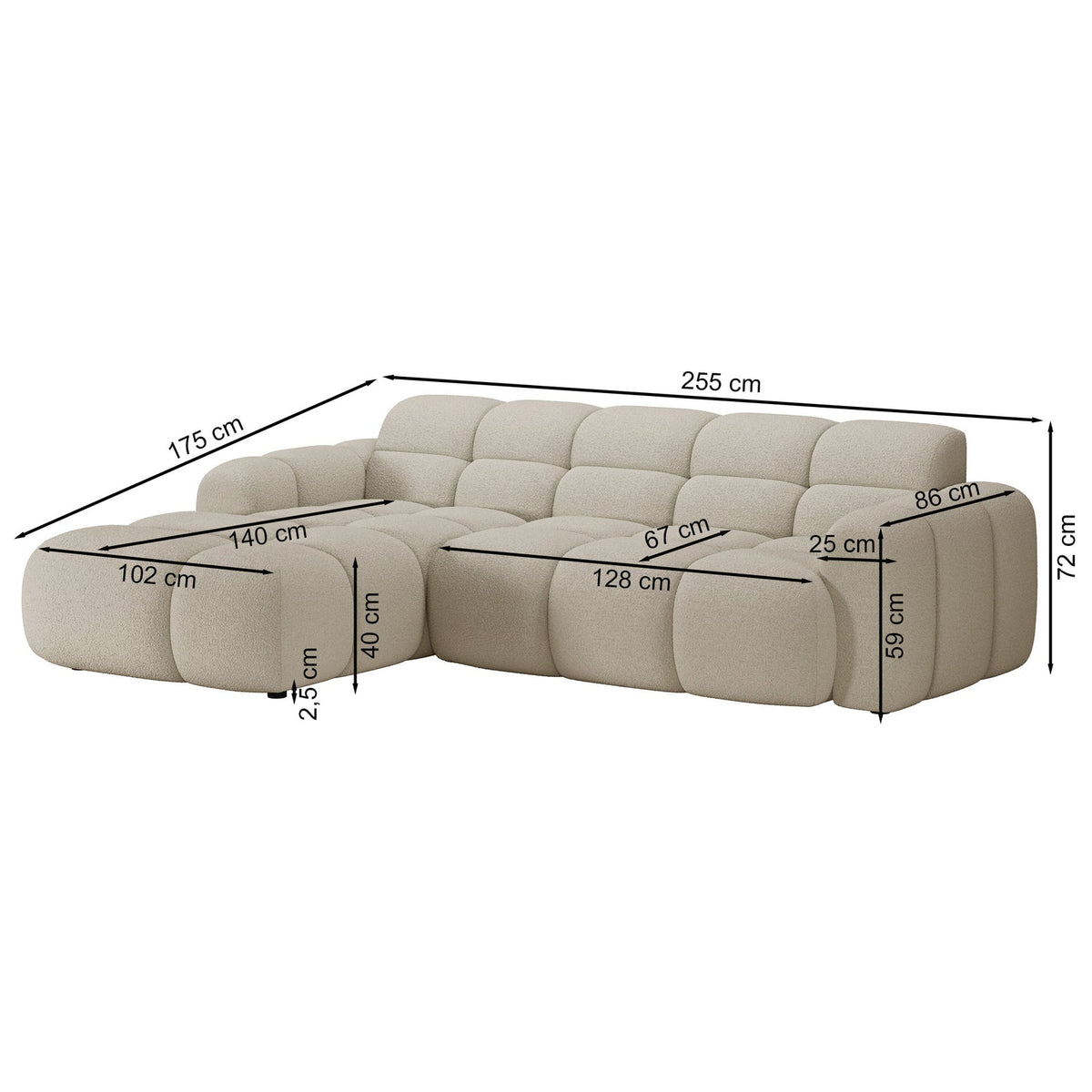 Kampinė sofa-lova VENTELLO, ruda šenilas