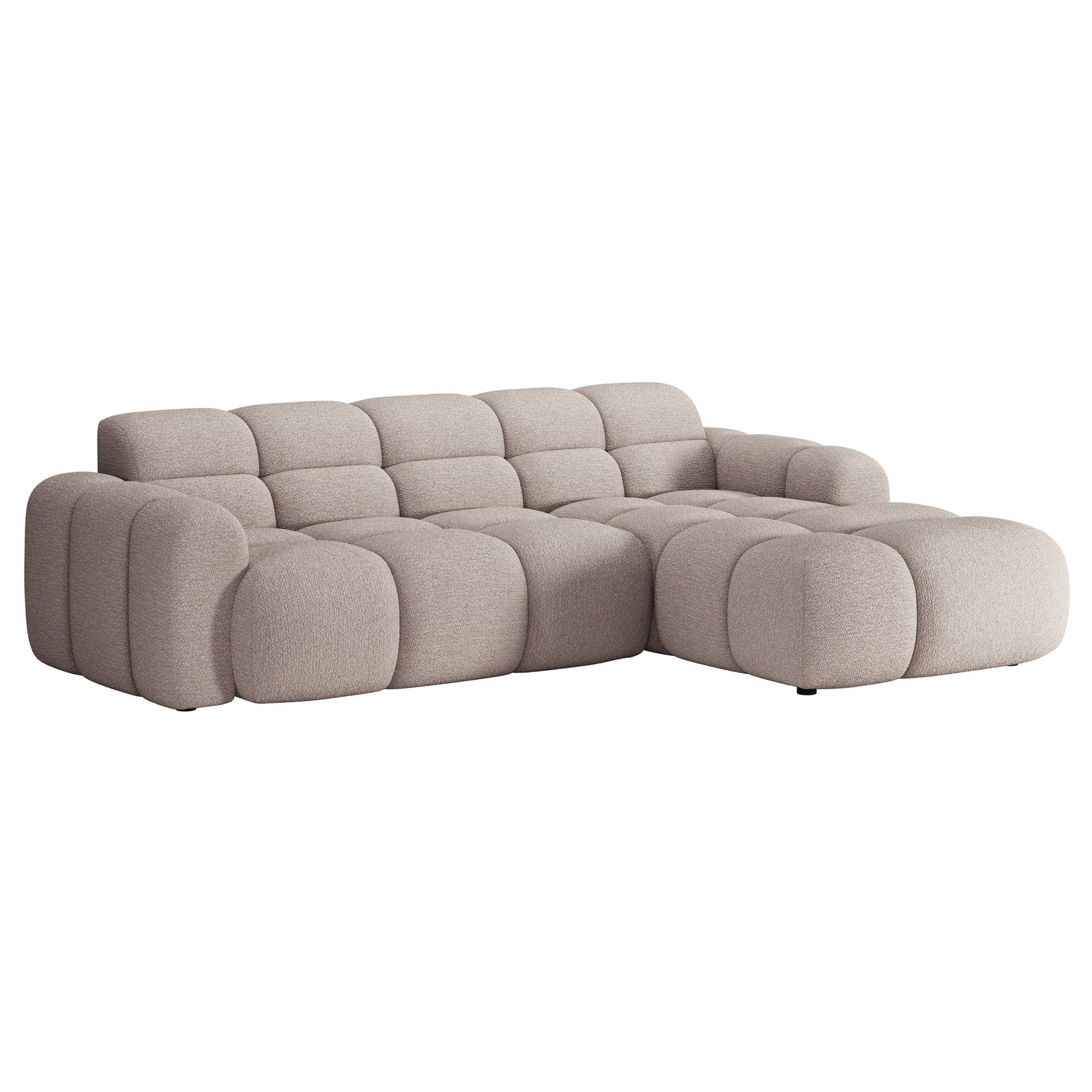 Kampinė sofa-lova VENTELLO, pilkai smėlinė šenilas