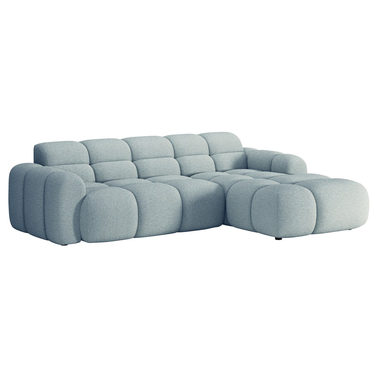 Kampinė sofa-lova VENTELLO, žydra šenilas