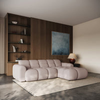 Kampinė sofa-lova VENTELLO, pilkai smėlinė šenilas