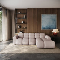 Kampinė sofa-lova VENTELLO, pilkai smėlinė šenilas