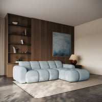 Kampinė sofa-lova VENTELLO, žydra šenilas