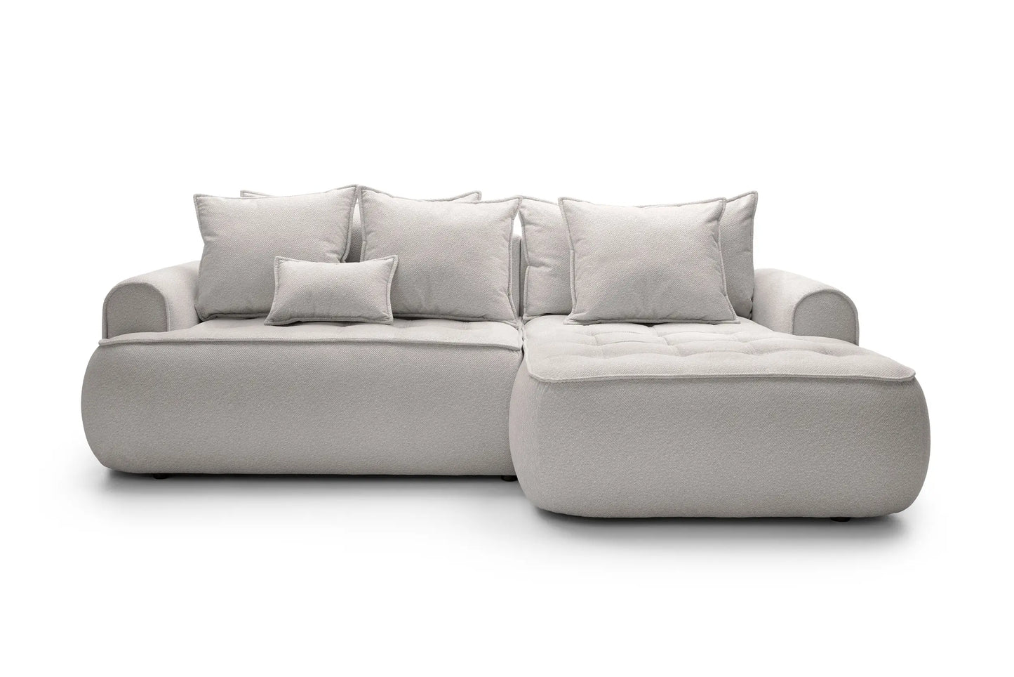 Kampinė sofa SAMUEL su miego funkcija, pilkai smėlinė