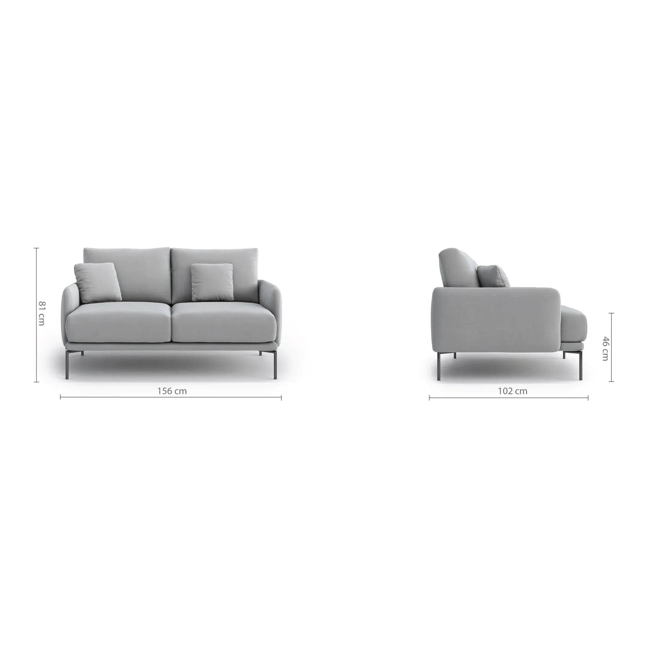 INES 2 vietų sofa, šviesiai mėlyna spalva