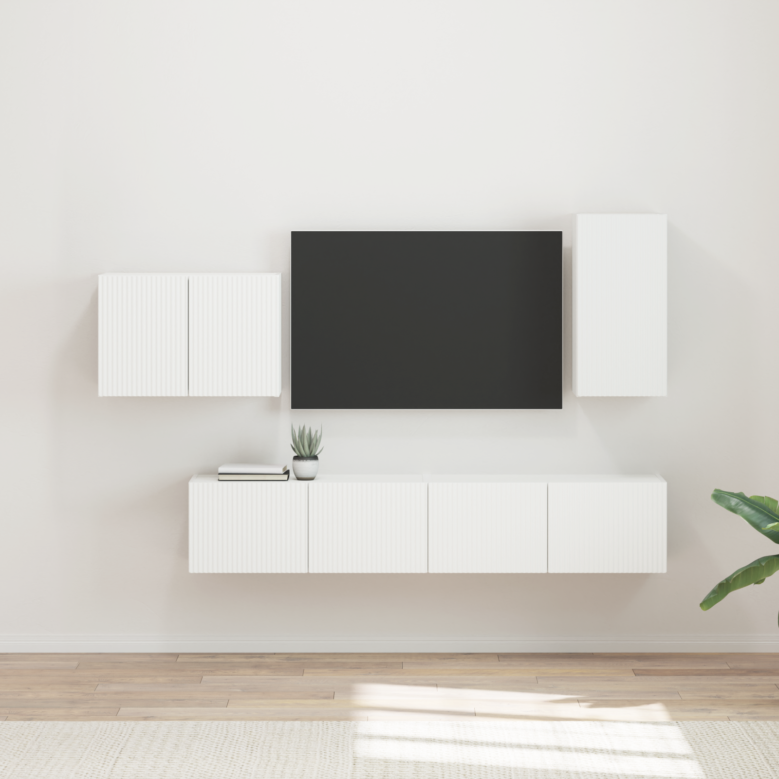 TV sieninio kabineto komplektas 4 pcs Balta Apdirbta mediena