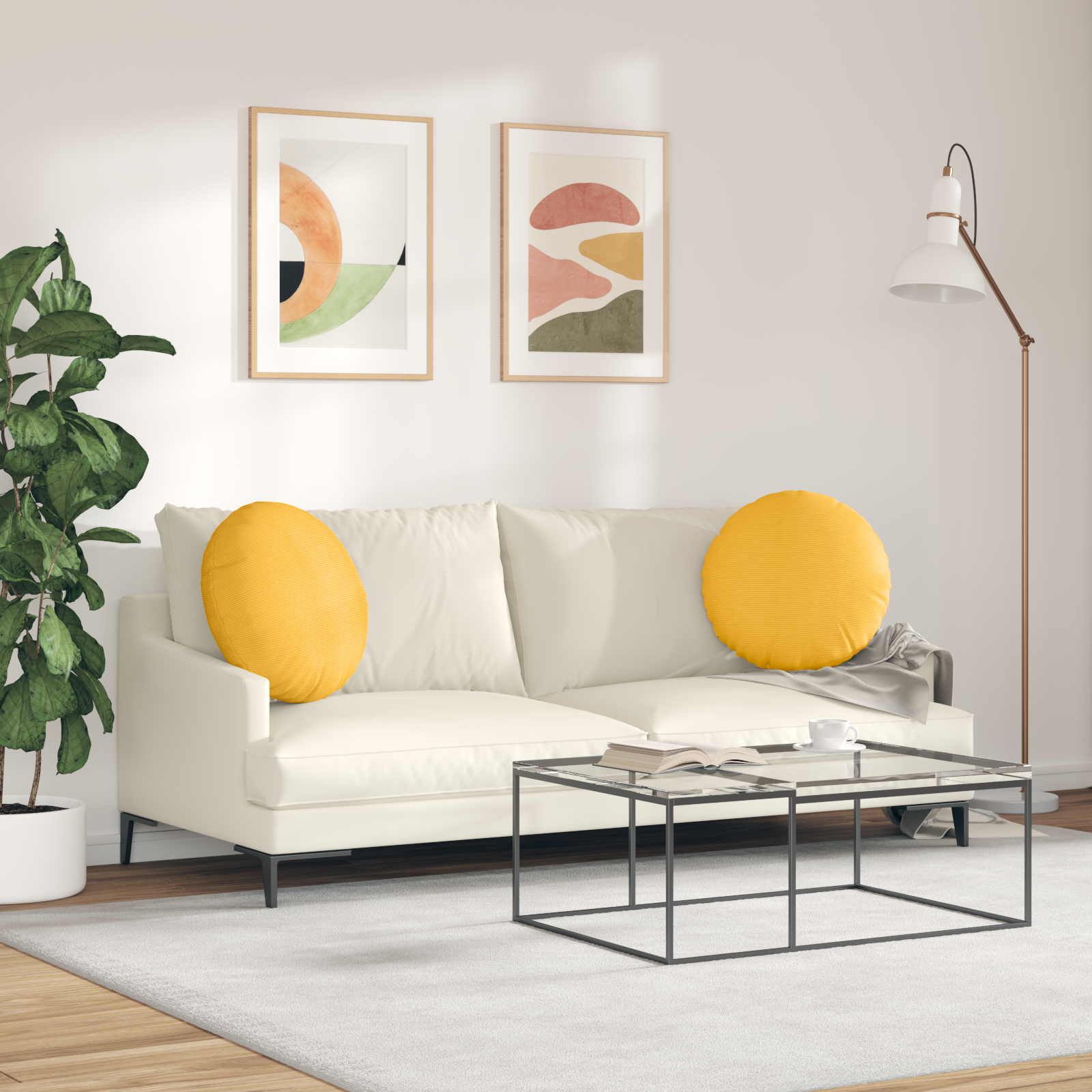 Sėdynių pagalvėlės 2 pcs Šviesi geltona Ø 50 cm