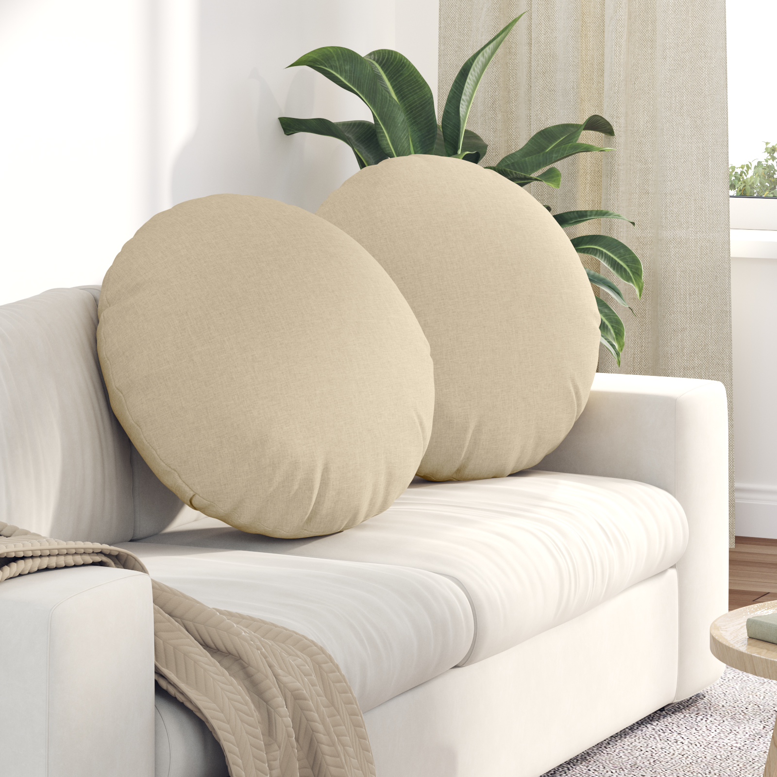 Sėdynių pagalvėlės 2 pcs Kreminė Ø80 x 29 cm audinys