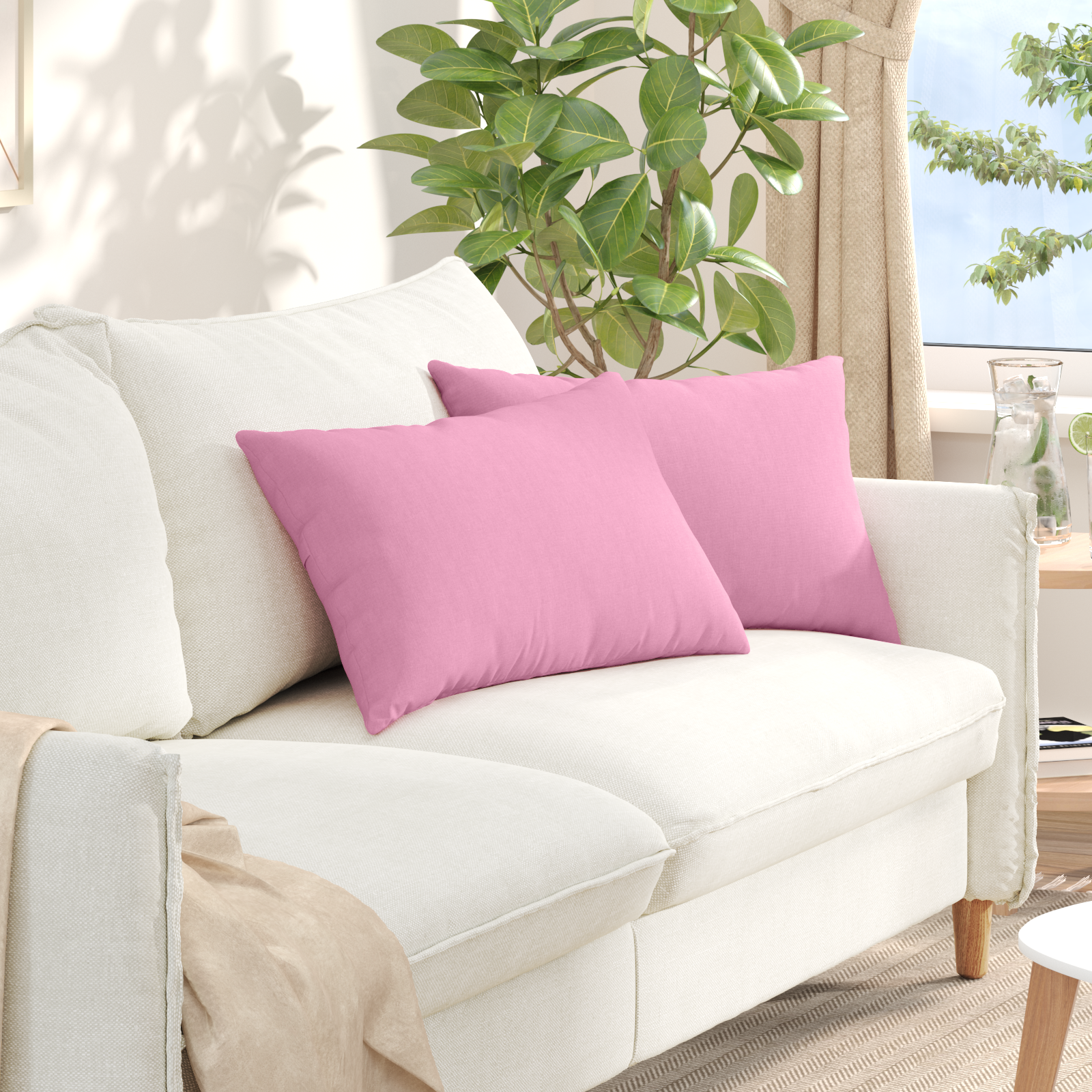 Sofa Pagalvės 2 pcs Rožinė 60 x 40 cm audinys