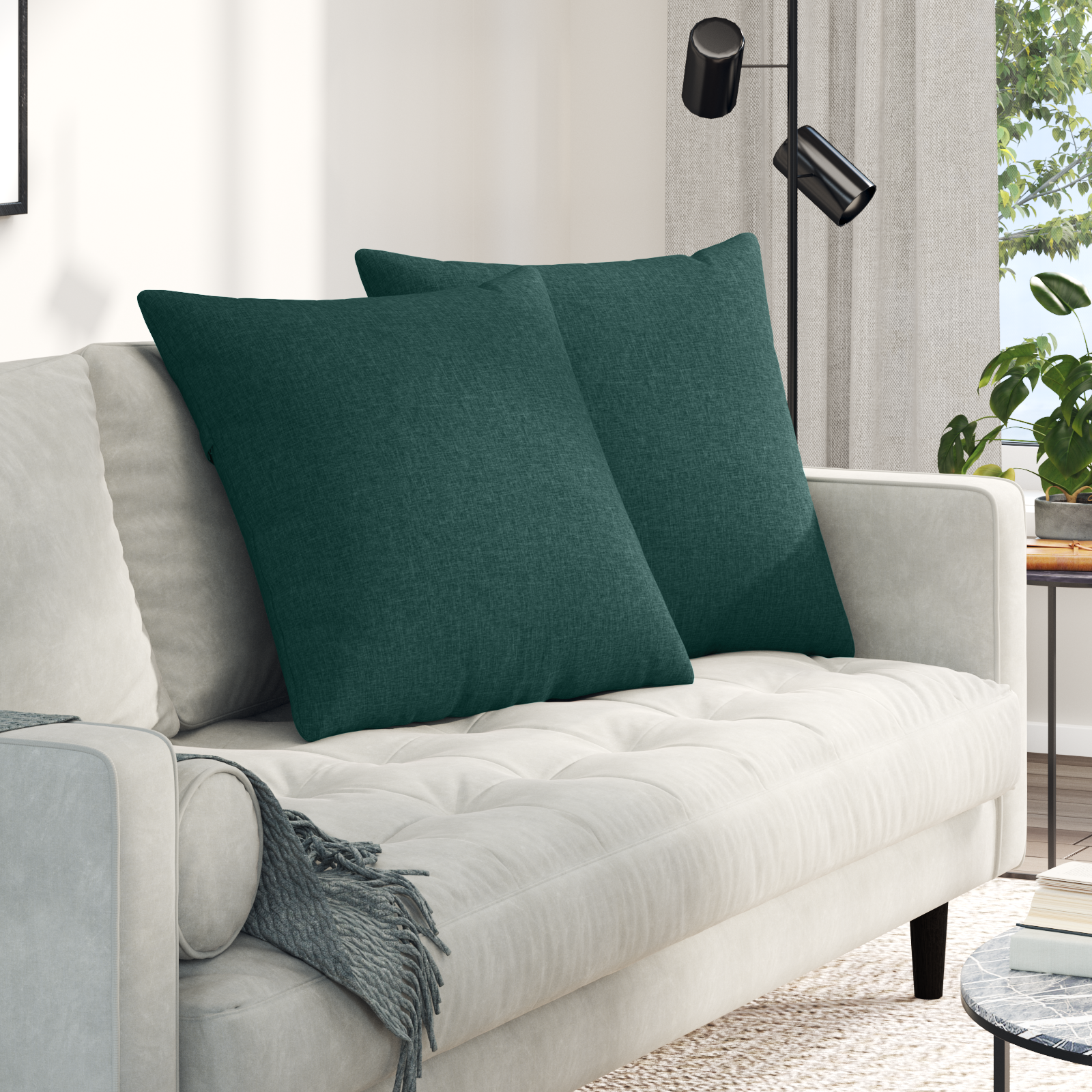 Sofa Pagalvės 2 pcs Tamsiai žalia 80 x 80 cm audinys