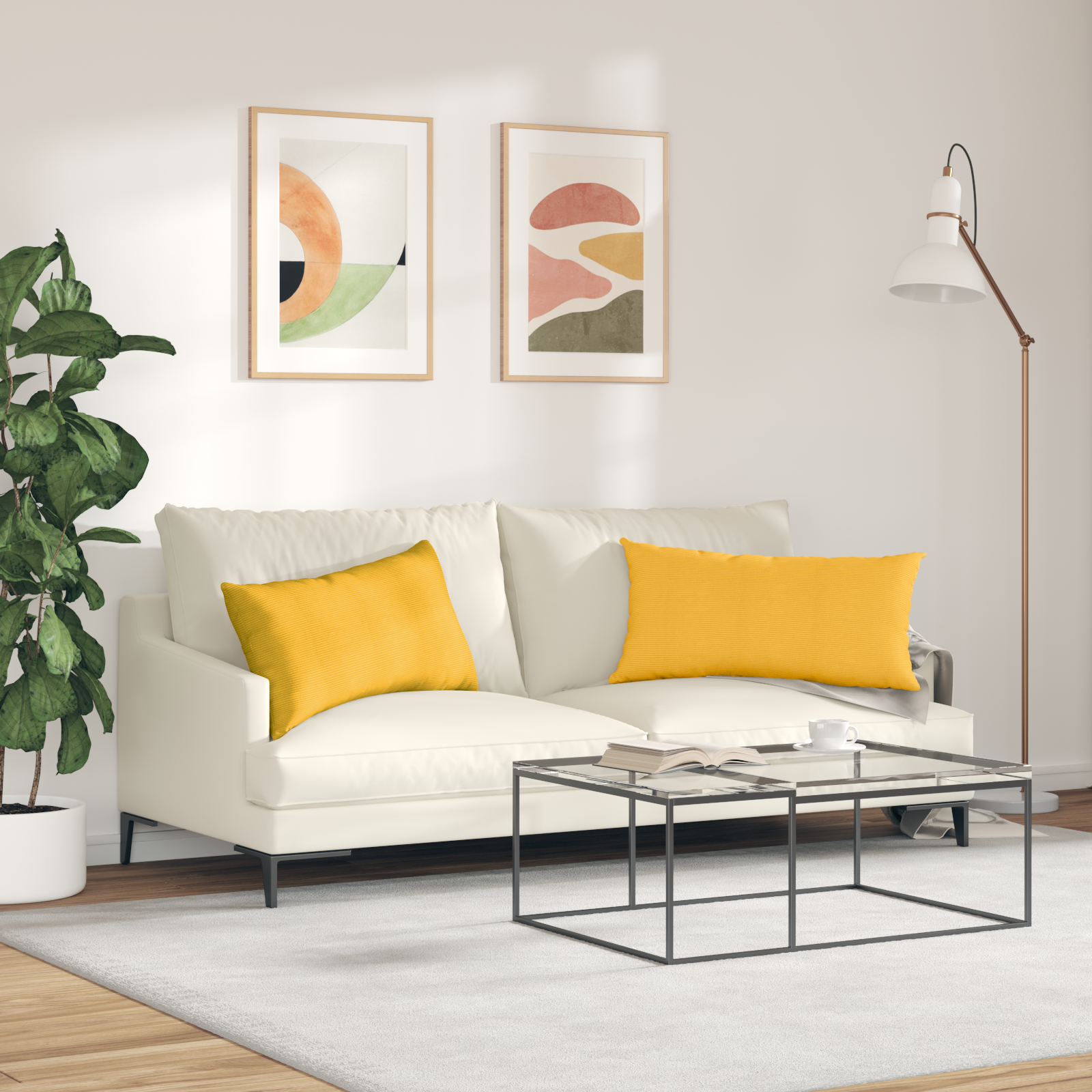 Sofa Pagalvės 2 pcs Šviesi geltona 80 x 40 cm