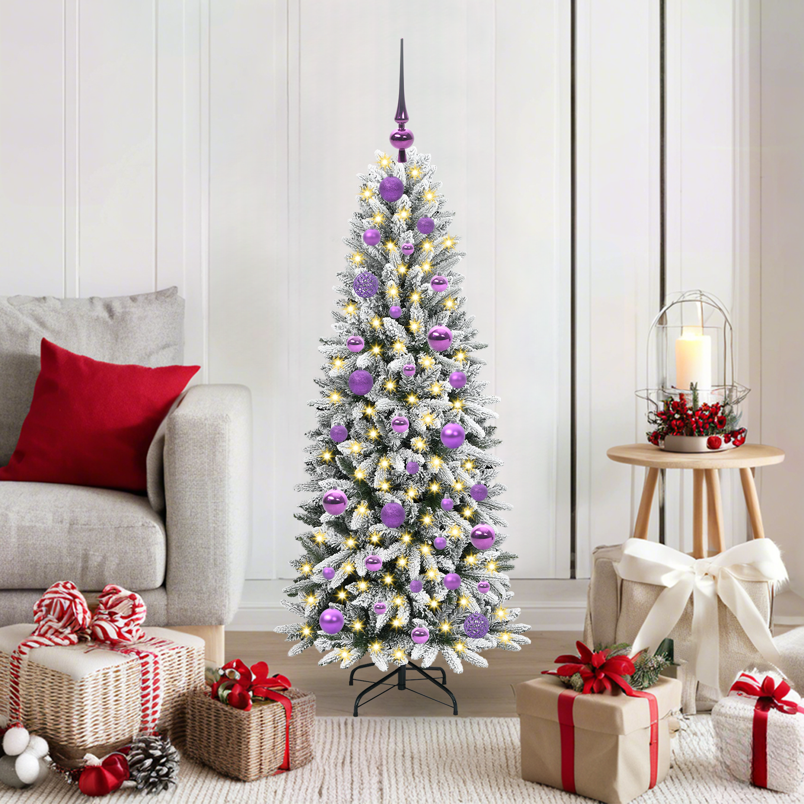 Mākslīgā Ziemassvētku eglīte FROST BOREAL, ar 150 LED balto statīvu, 120 cm.