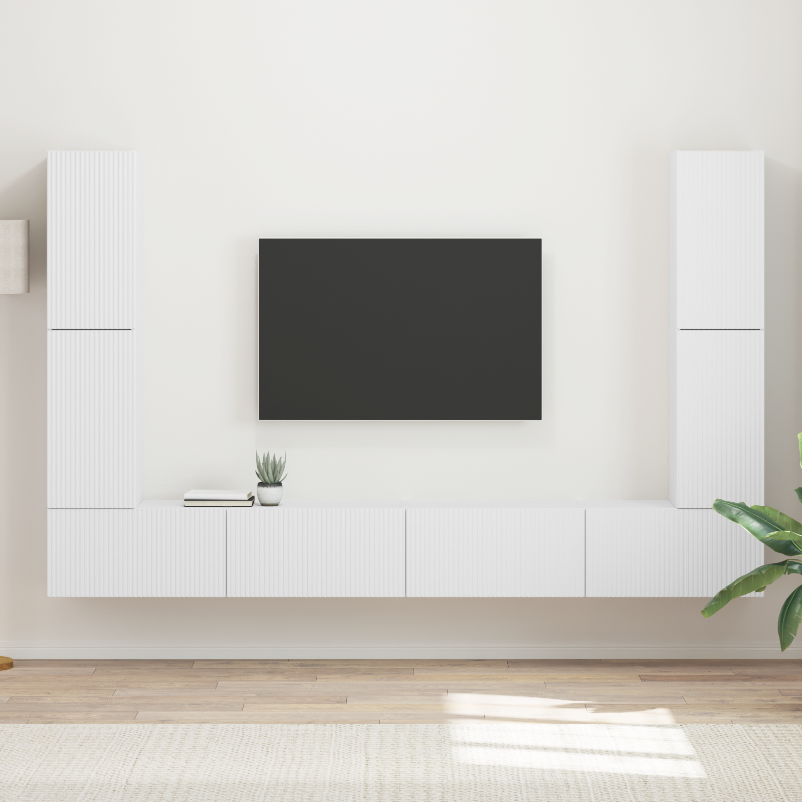 TV skapīšu komplekts 8 gab. Balts Inženierijas koks