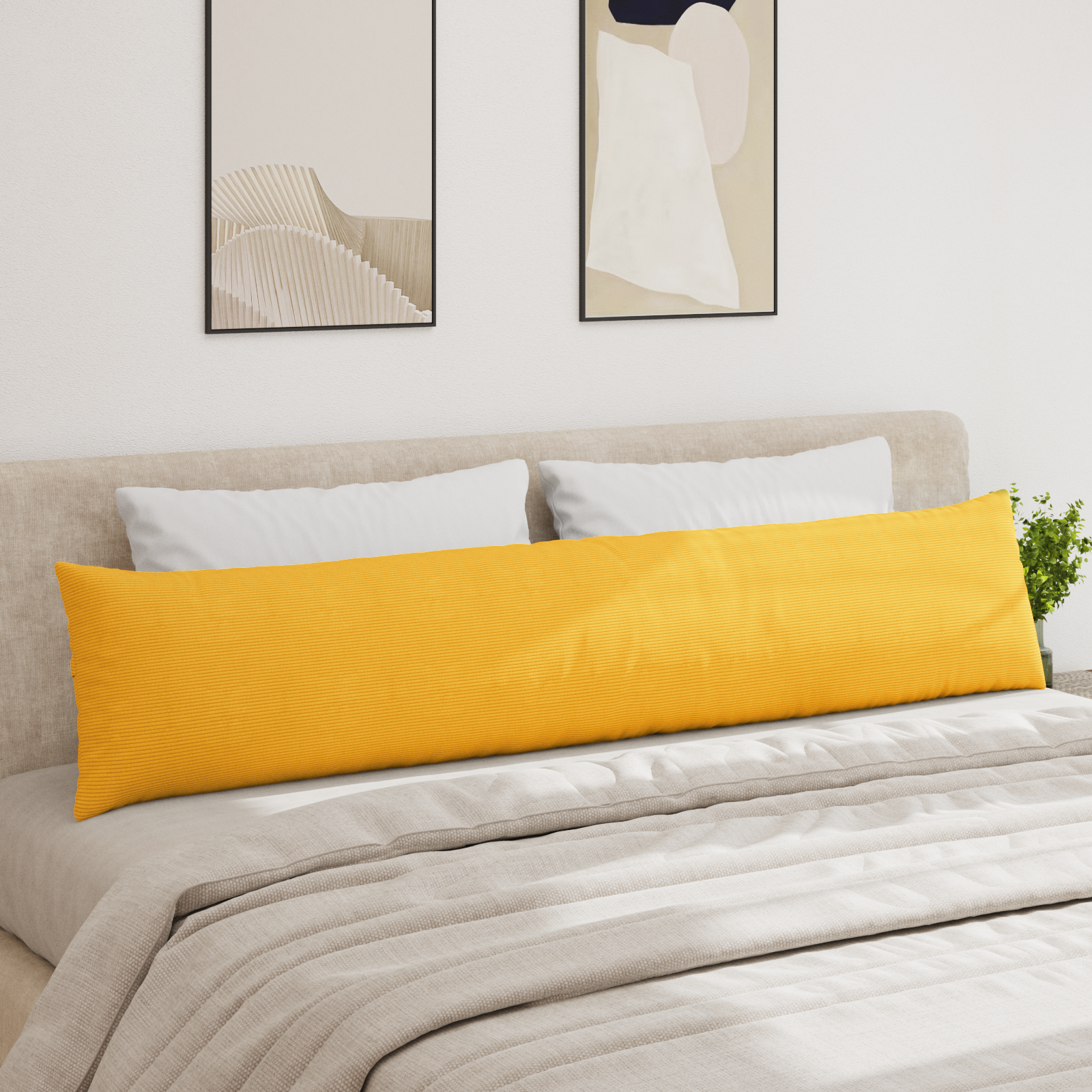 Sofa Pagalvės 2 pcs Šviesi geltona 200 x 40 cm