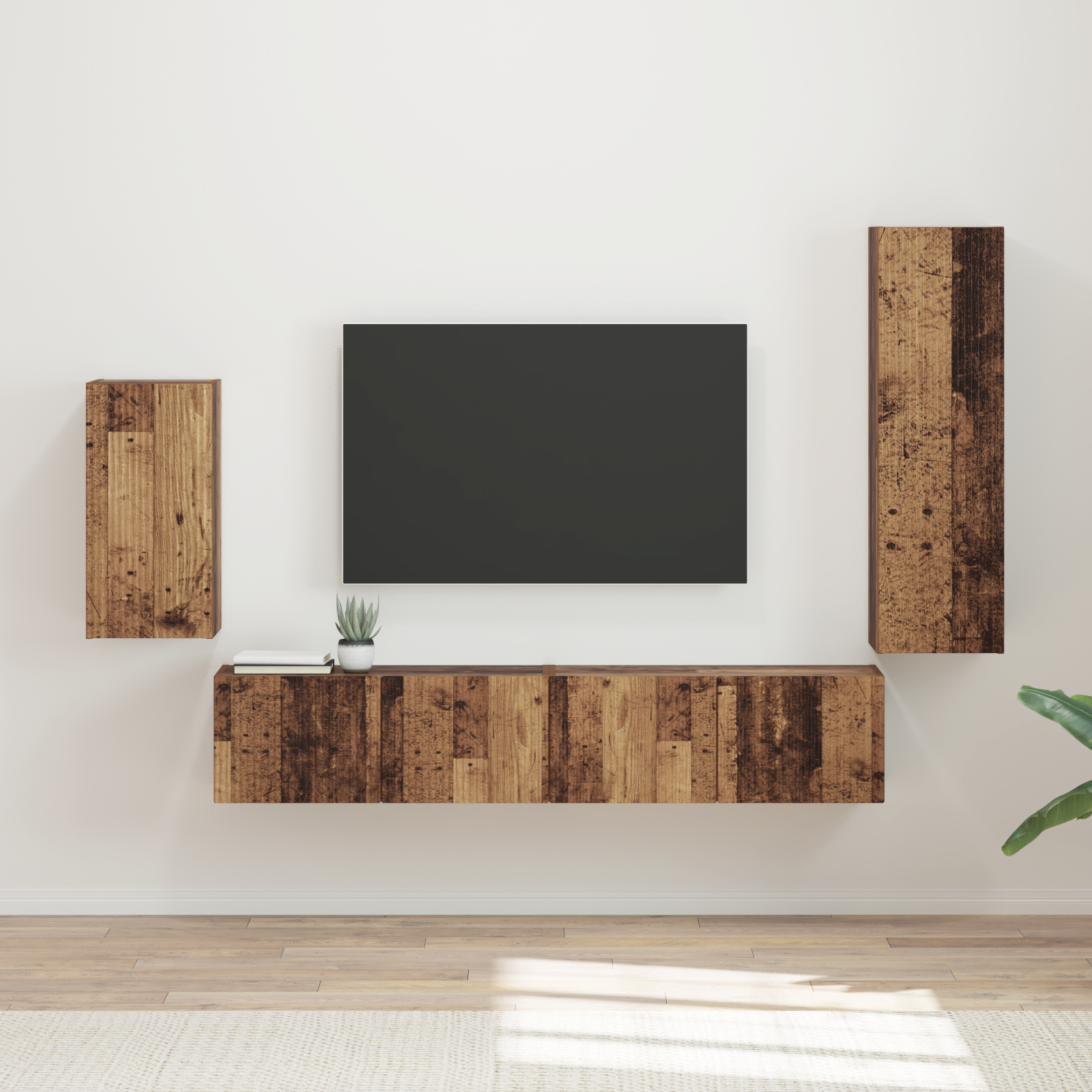 TV spintelių komplektas 3 pcs Senas medis Apdirbta mediena