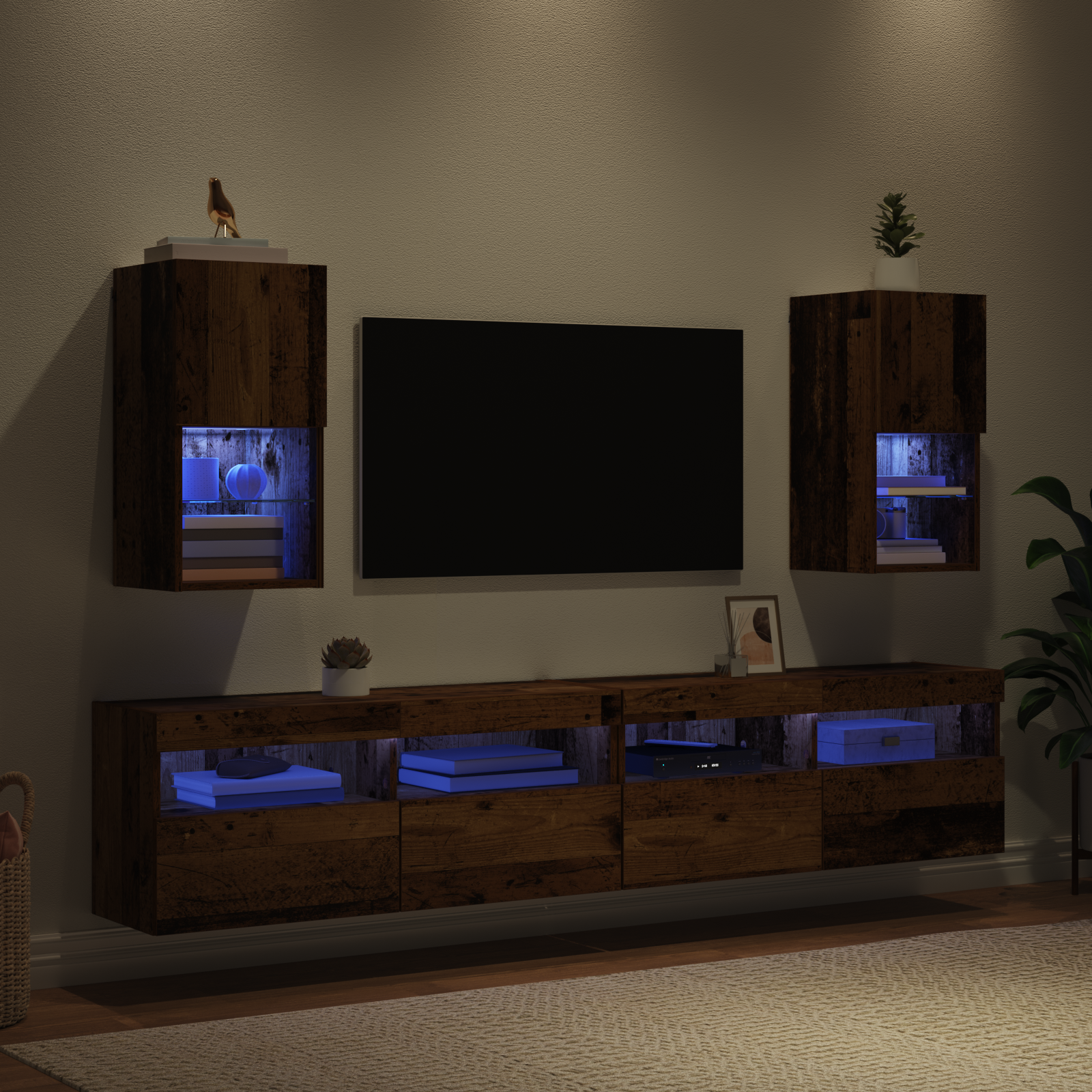 Wall-mounted TV cabinets 2 pcs Antique wood