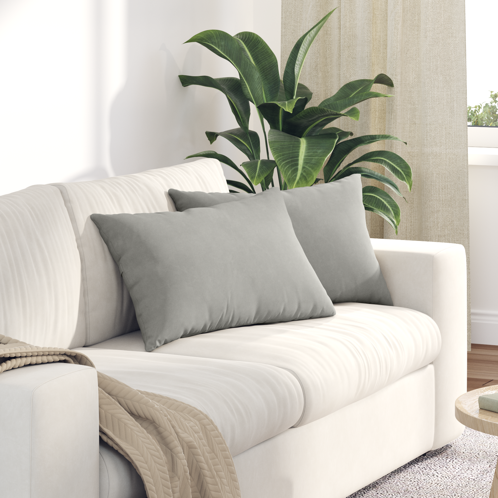 Sofa Pagalvės 2 pcs Šviesiai pilka 60 x 40 cm audinys