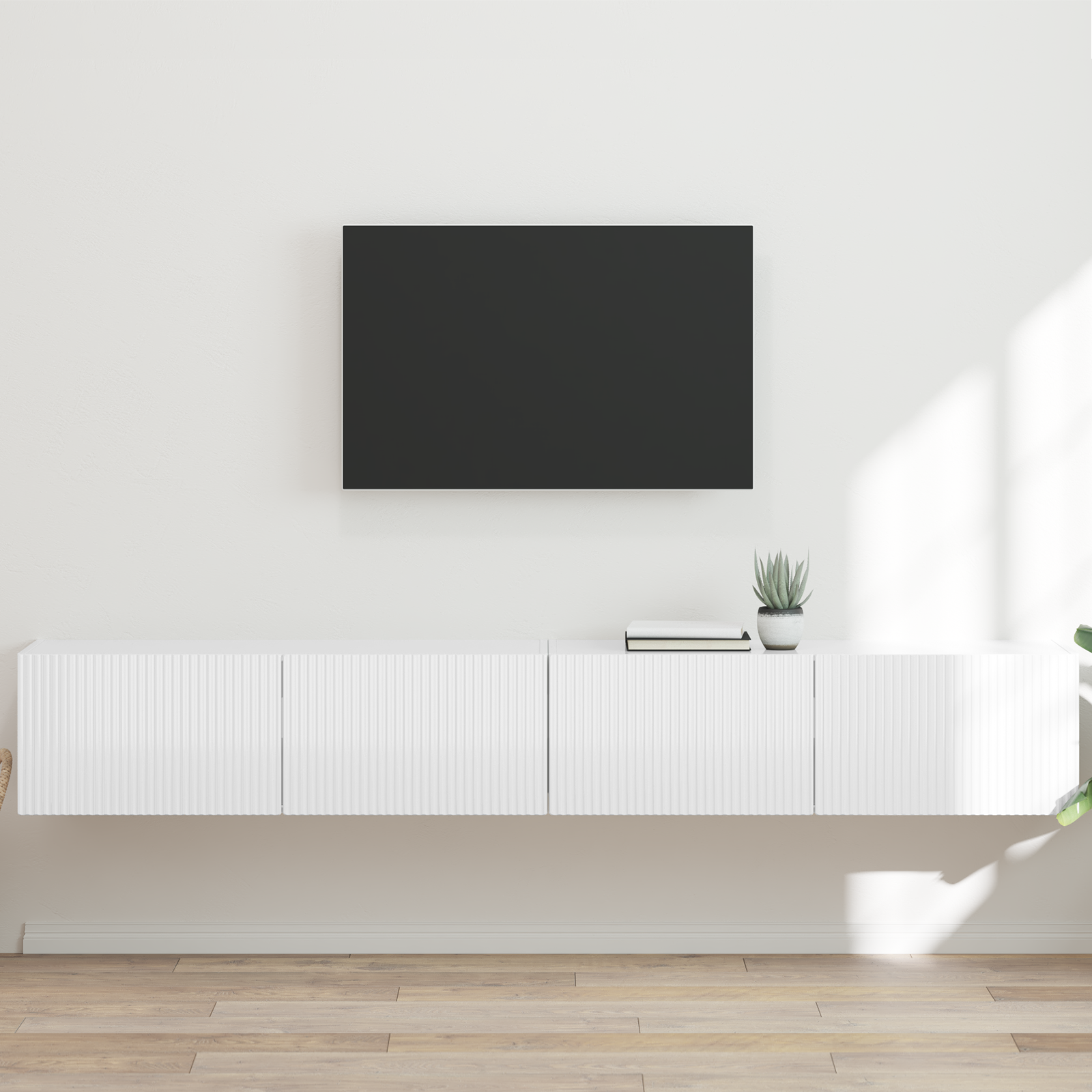 TV sieninė spintelė 2 pcs Blizgus baltas 98 x 31 x 29,5 cm