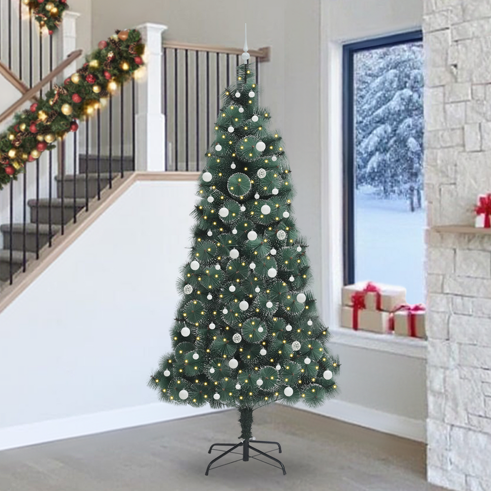 Artificial Christmas tree with decorative baubles Green 240 cm