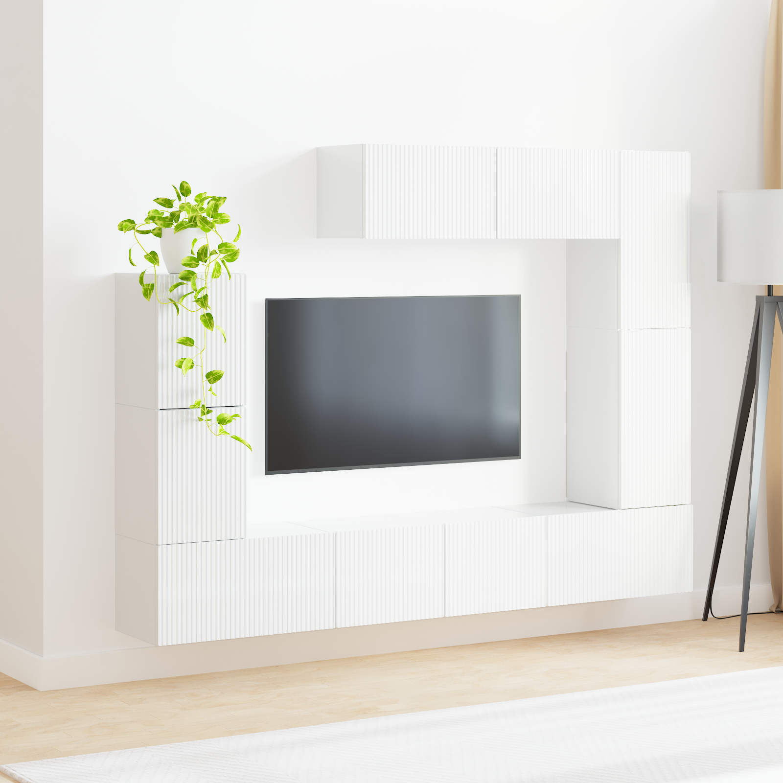 TV spintelių komplektas 5 pcs Aukštai blizganti balta