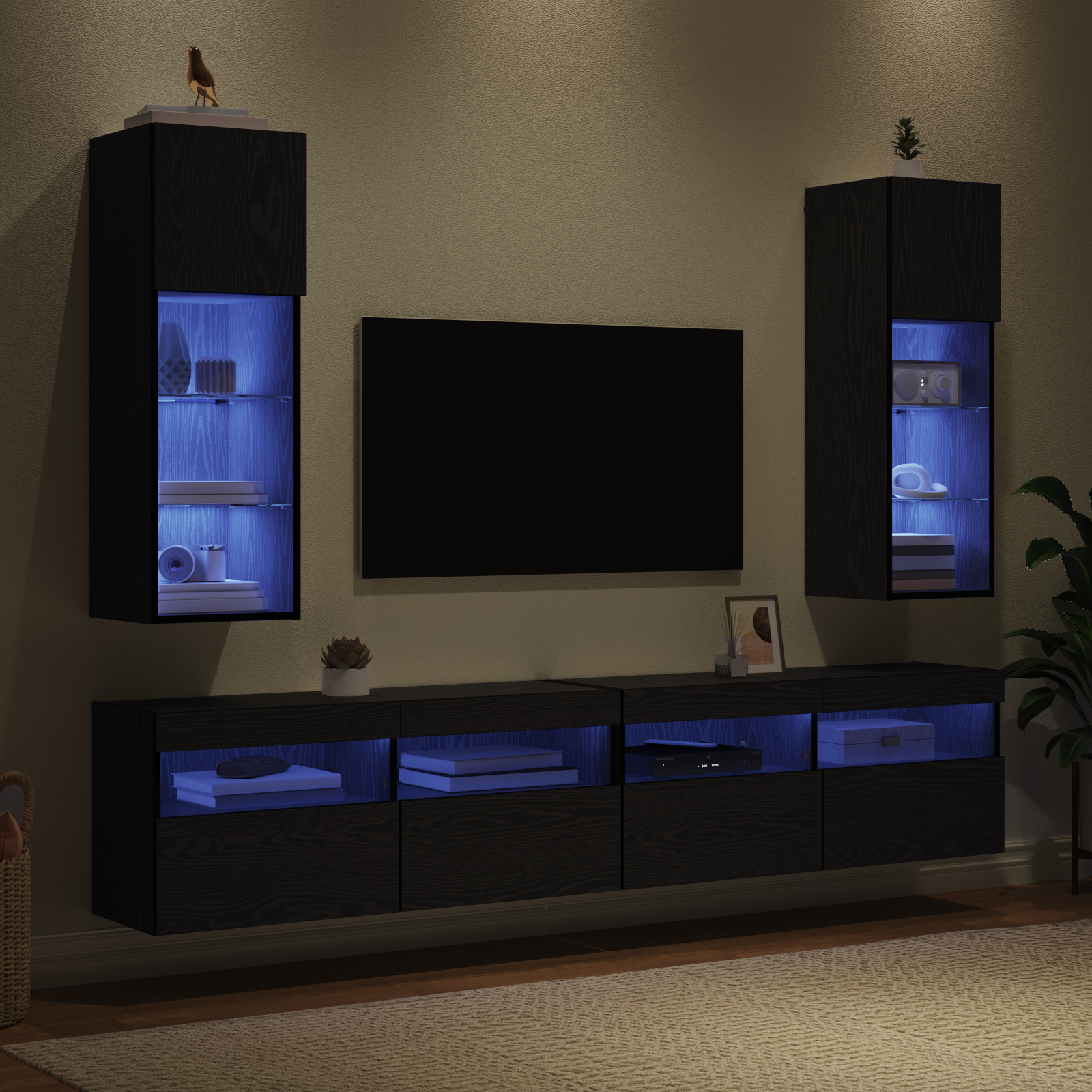 Wall TV Cabinets 2 pcs Black Oak