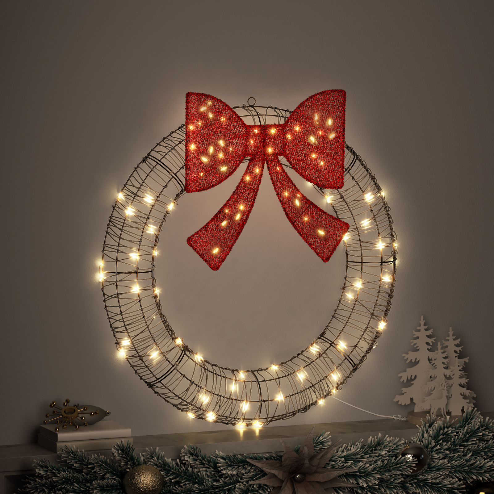 Vainikas su 80 LED Šilta balta 90 cm Ratanas