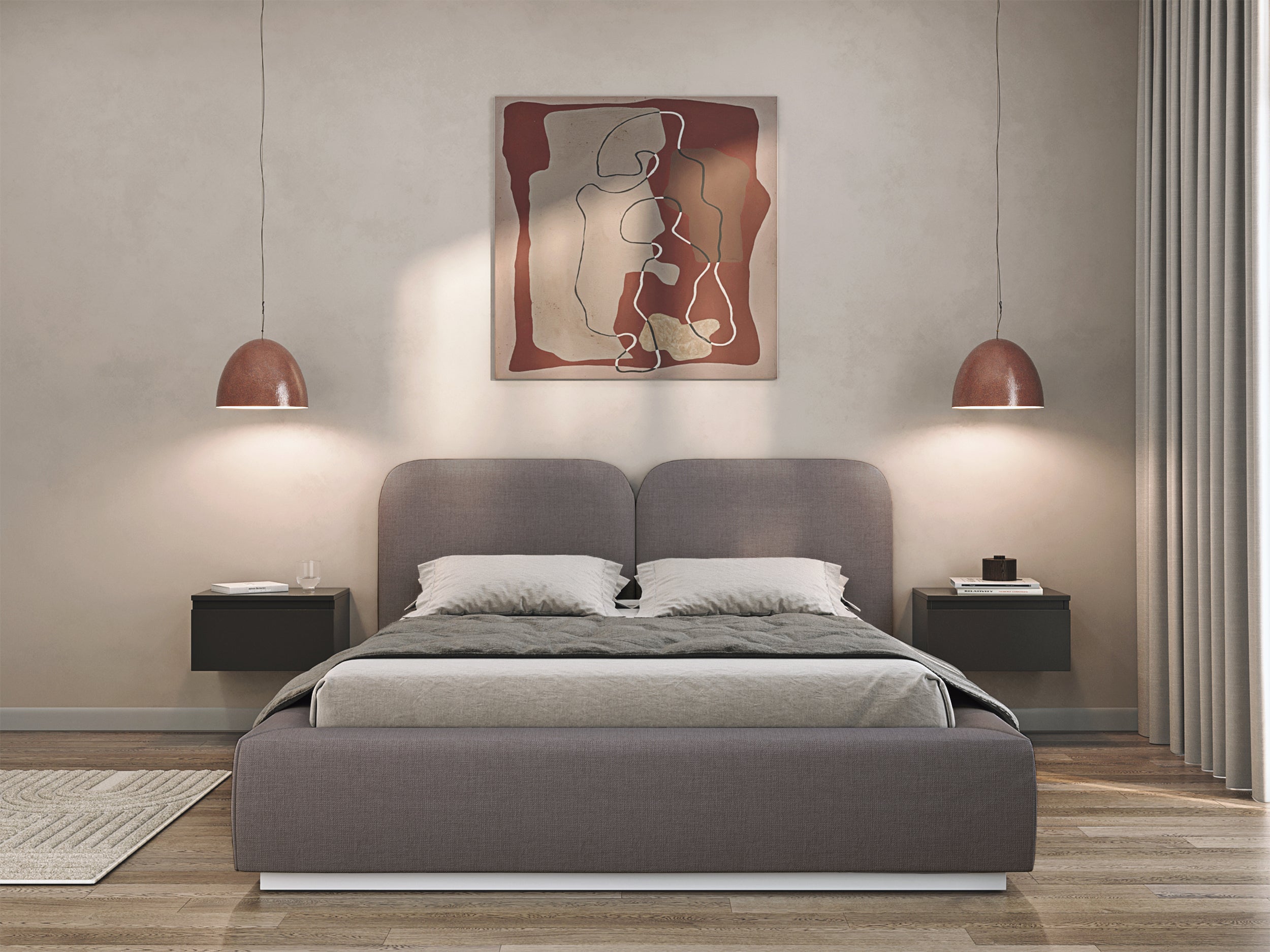 Miegamojo lova COMOVES LIBERTY, ruda spalva