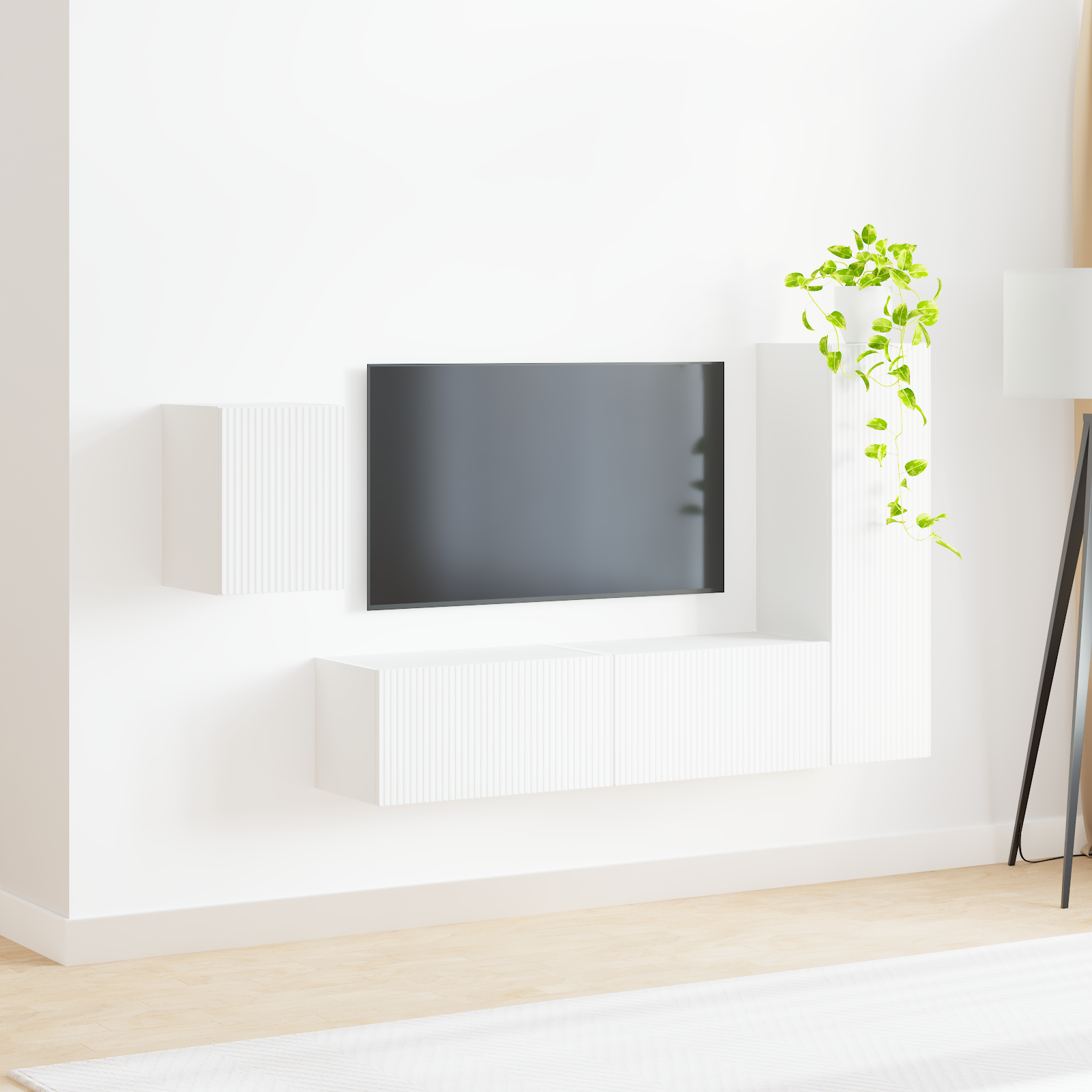 TV spintelių komplektas 4 pcs Balta Apdirbta mediena