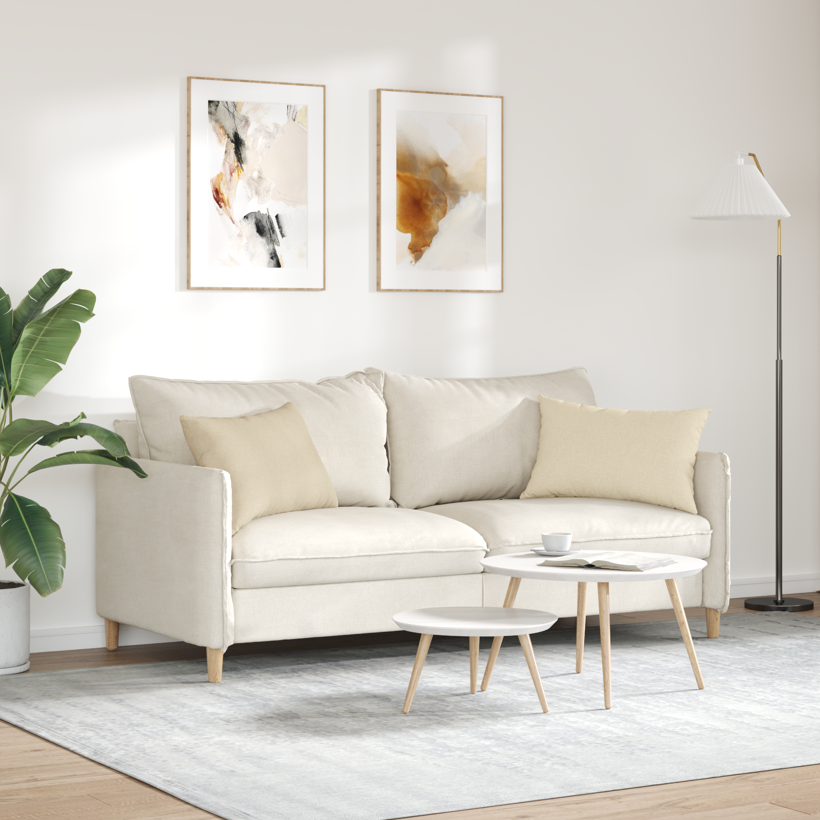 Dīvāna Spilveni 2 gab Krēmkrāsas 60 x 40 cm audums