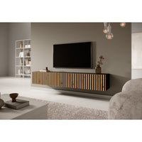 TV spintelė LORCAN, 175 cm, juoda+ąžuolas