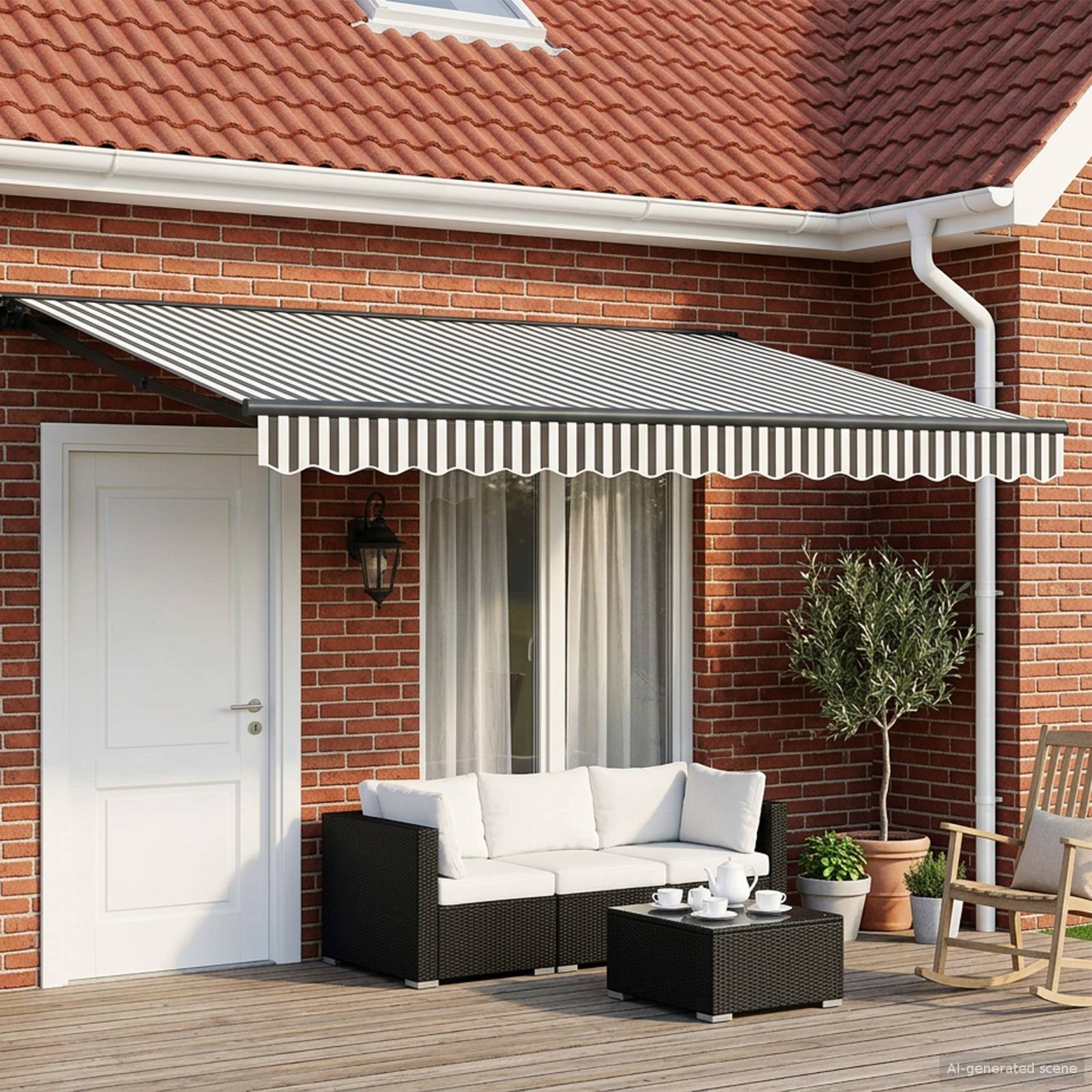 Elektrinė ištraukiama pavėsinė Antracito ir baltos 4 × 3 m