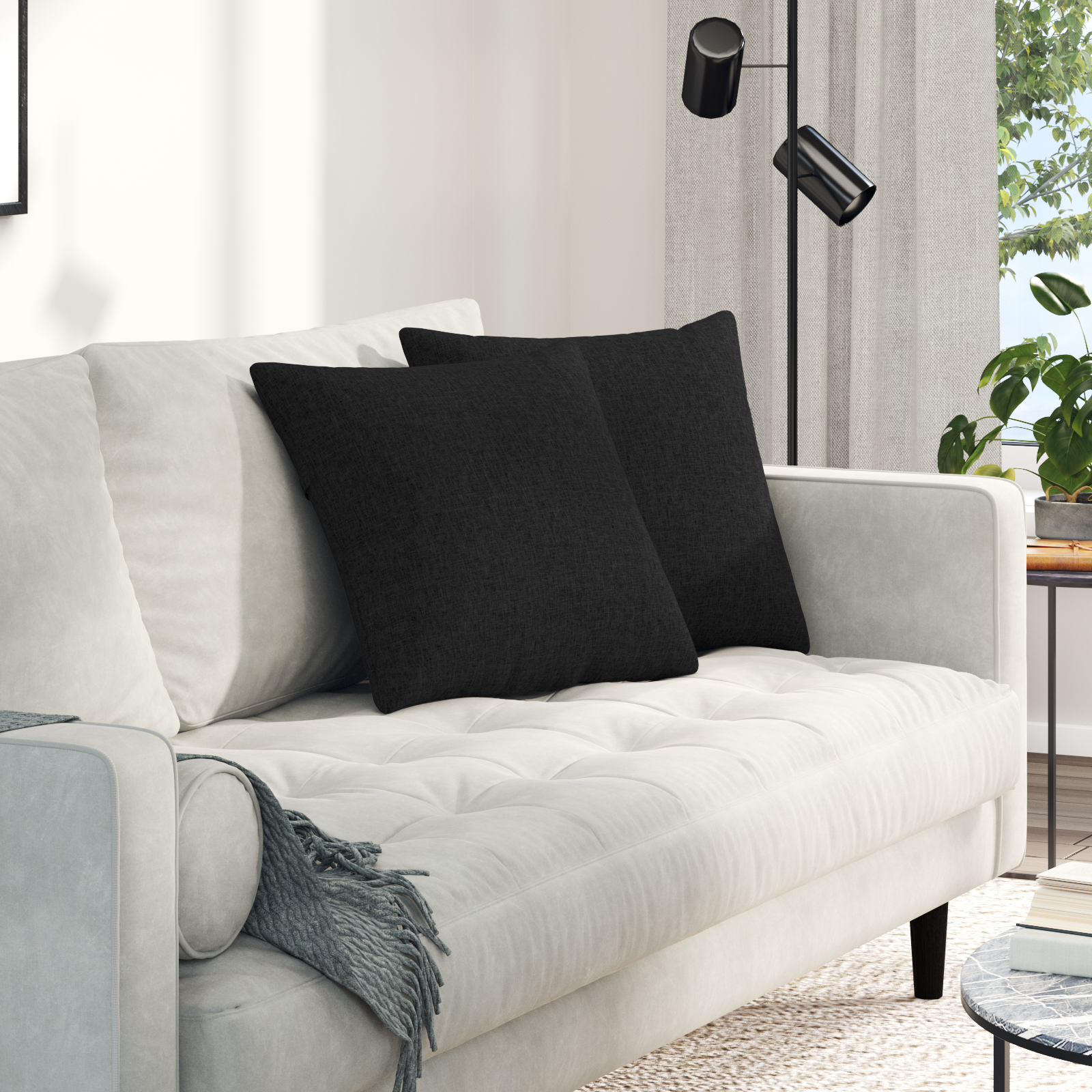 Sofa Pagalvės 2 pcs Juoda 45 x 45 cm audinys