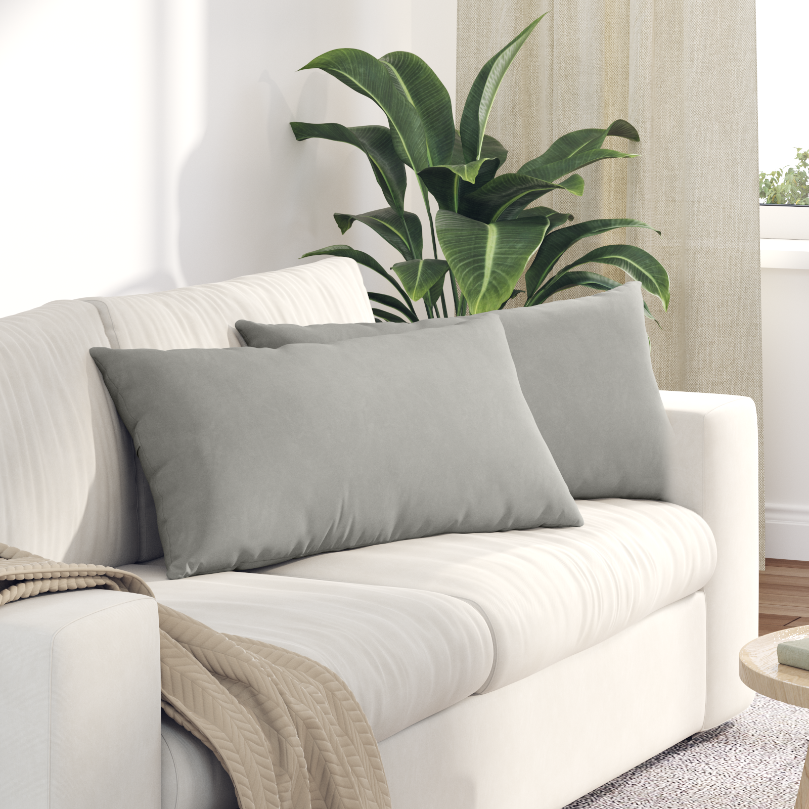 Sofa Pagalvės 2 pcs Šviesiai pilka 80 x 40 cm audinys