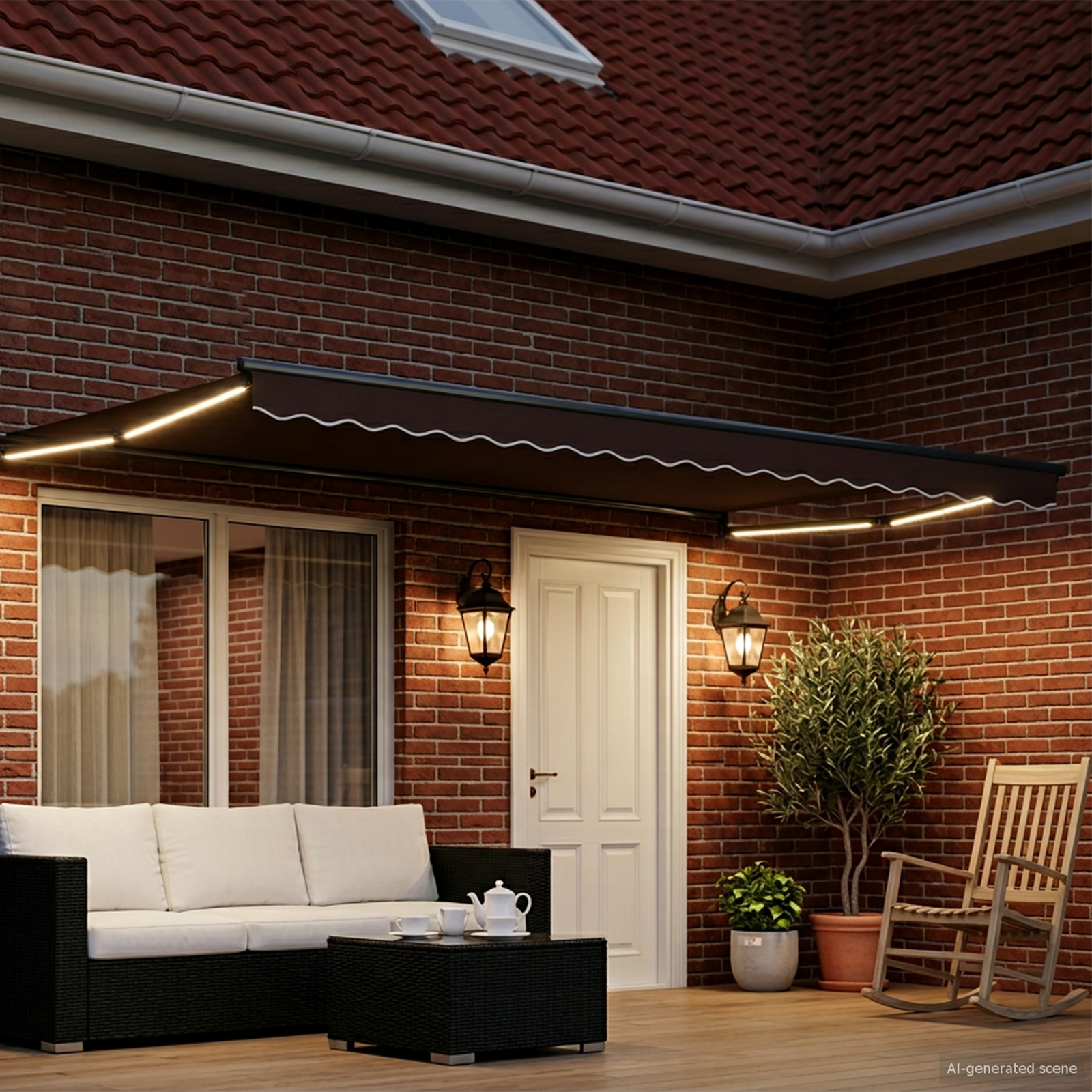 Manuāla izvelkama markīze ar LED, brūna un antracīta, 4 × 3 m