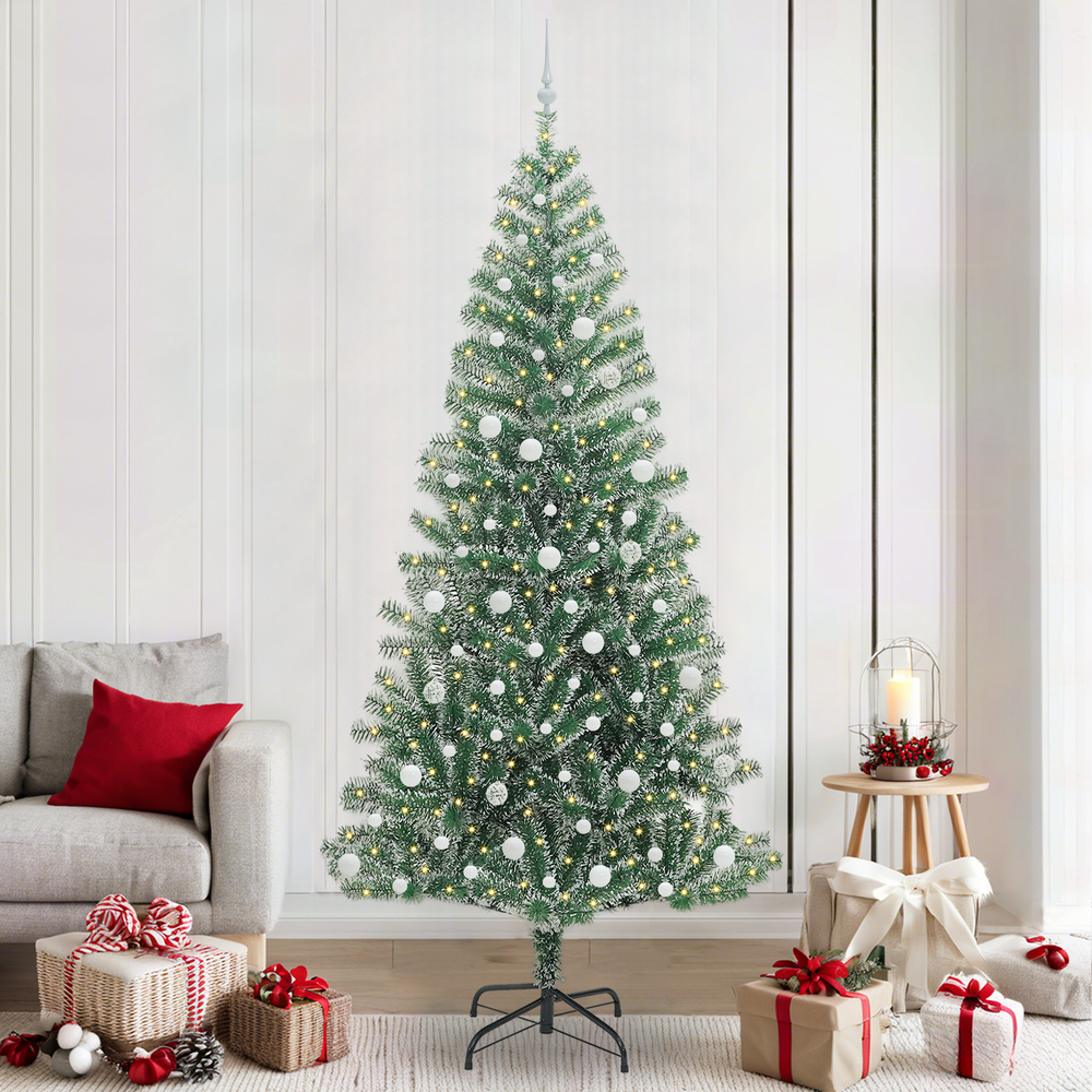 Artificial Christmas Tree with Snow and LED Light with 300 LEDs 240 cm