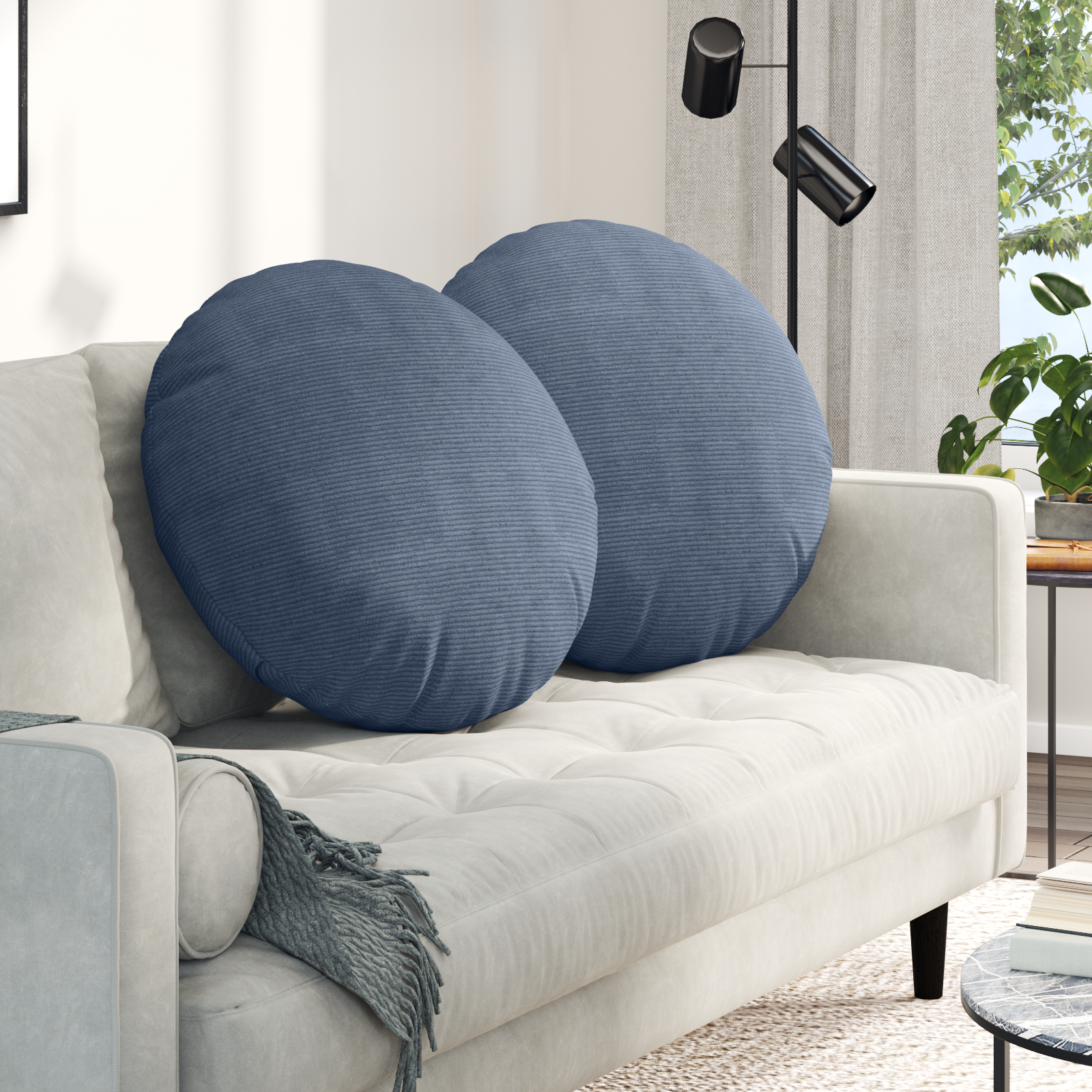 Sėdynių pagalvėlės 2 pcs Mėlyna Ø 80 cm Kordūrinis audinys