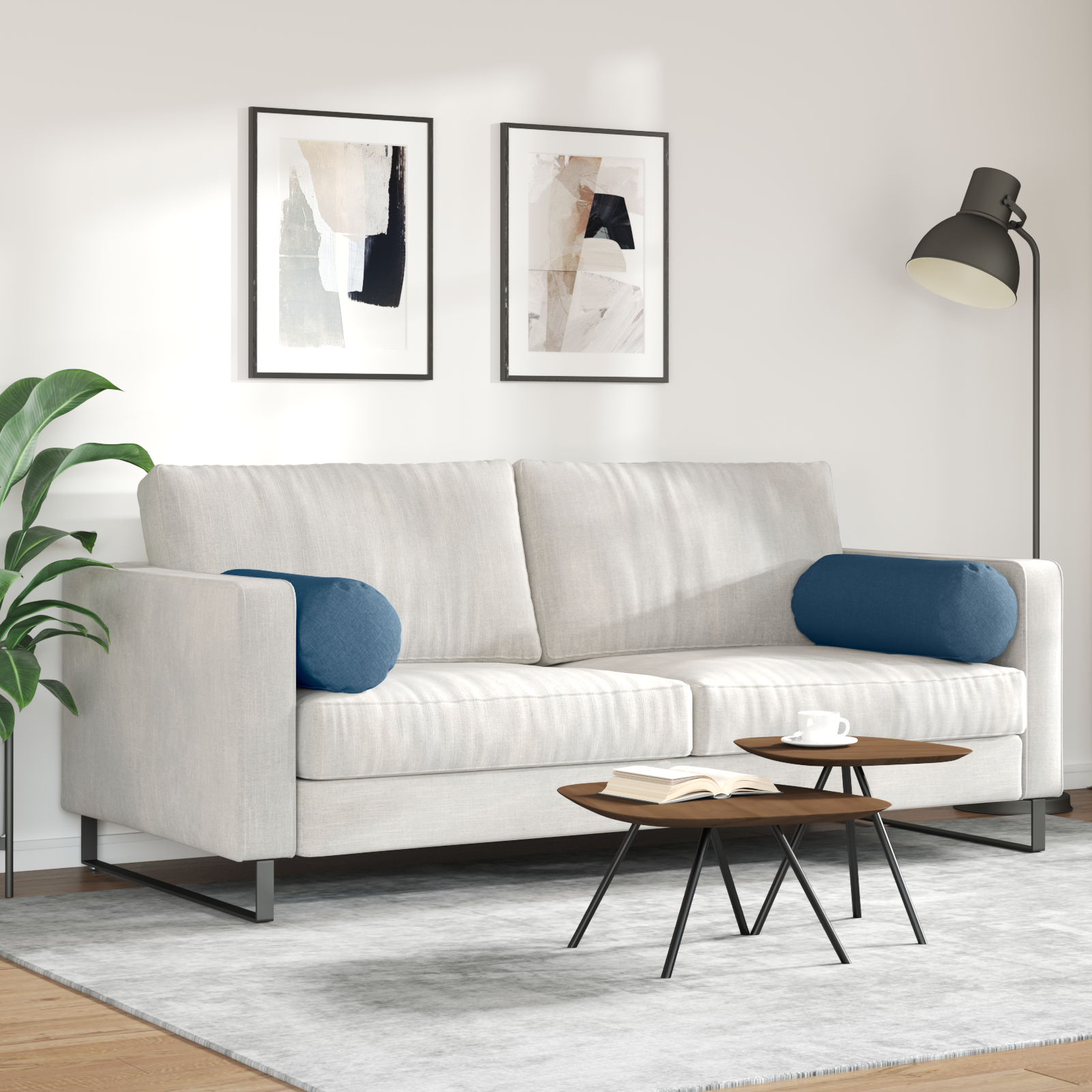 Pagalvės 2 pcs Mėlyna Ø 25 x 70 cm audinys