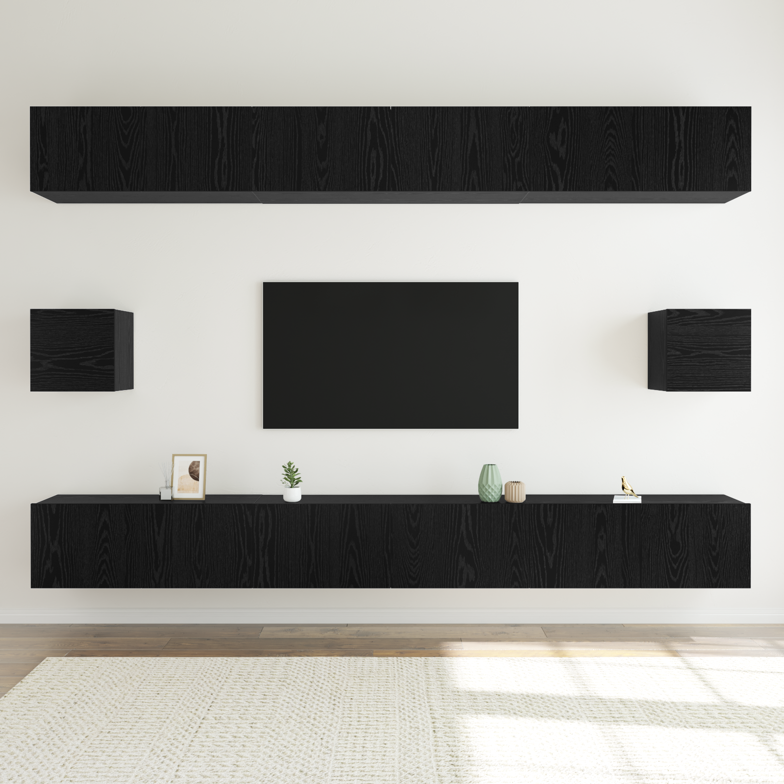 TV spintelių komplektas 8 pcs Juodas ąžuolas Apdirbta mediena