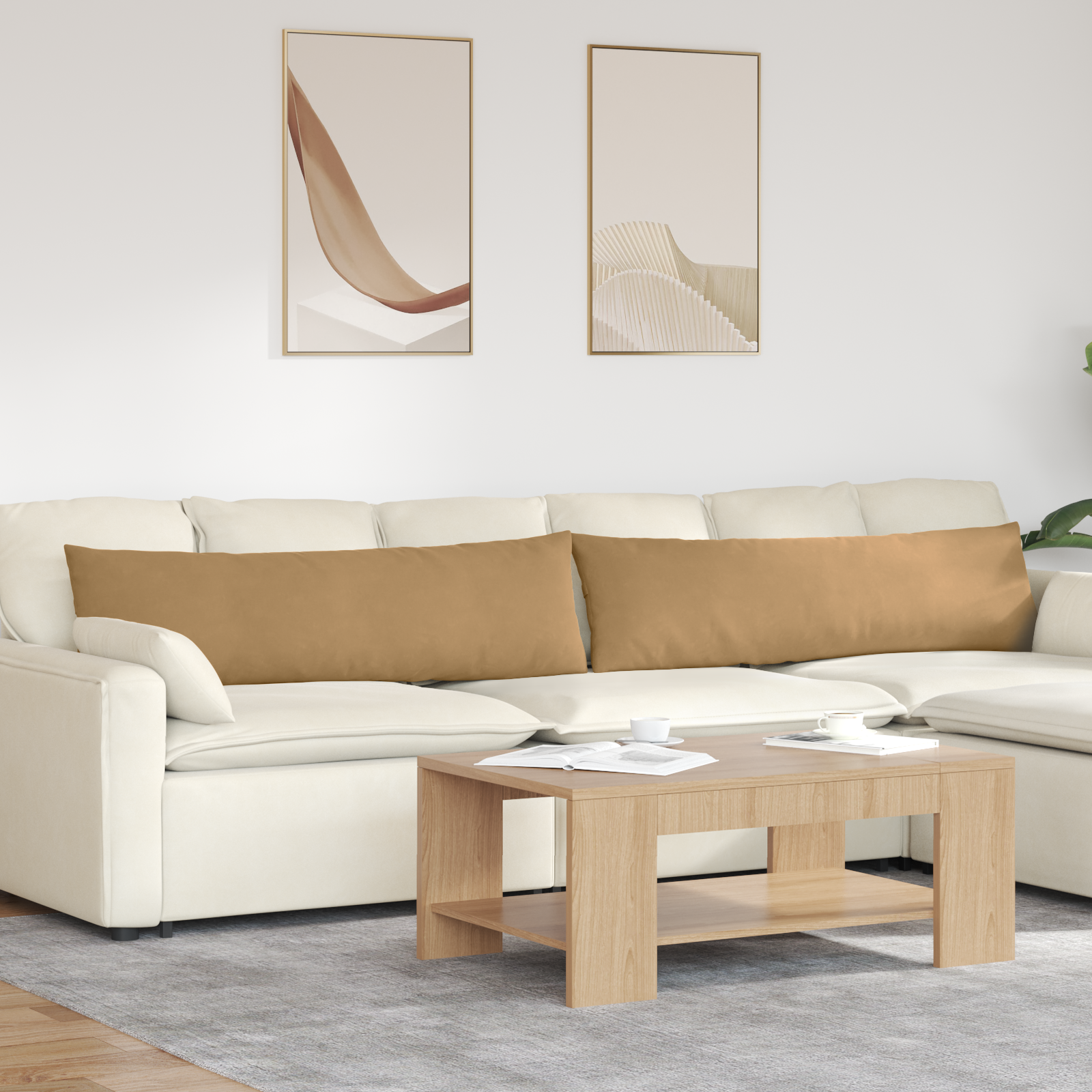 Sofa Pagalvės 2 pcs Ruda 145 x 40 cm Kordūrinis audinys