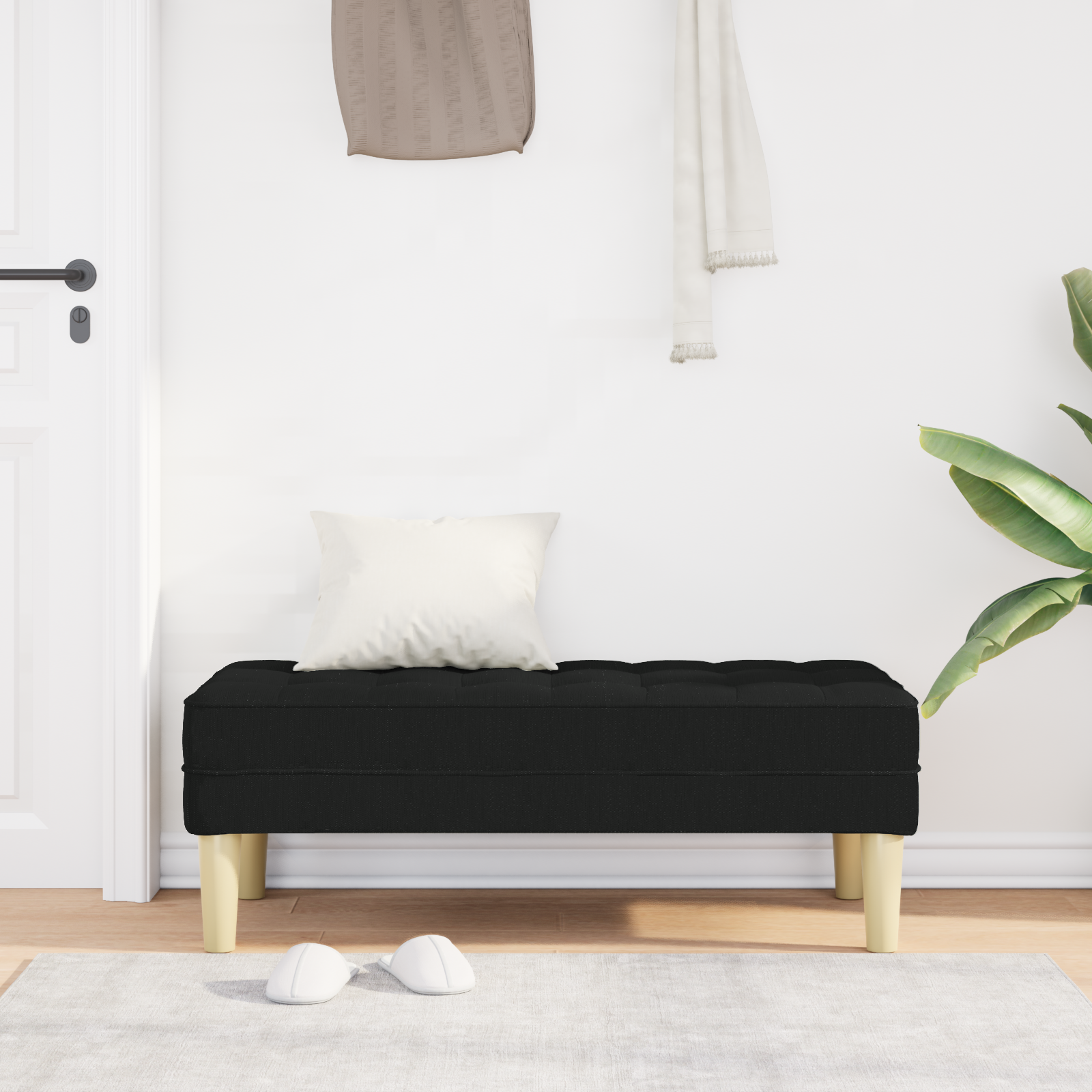 Bench Black 113x57x39 cm Fabric