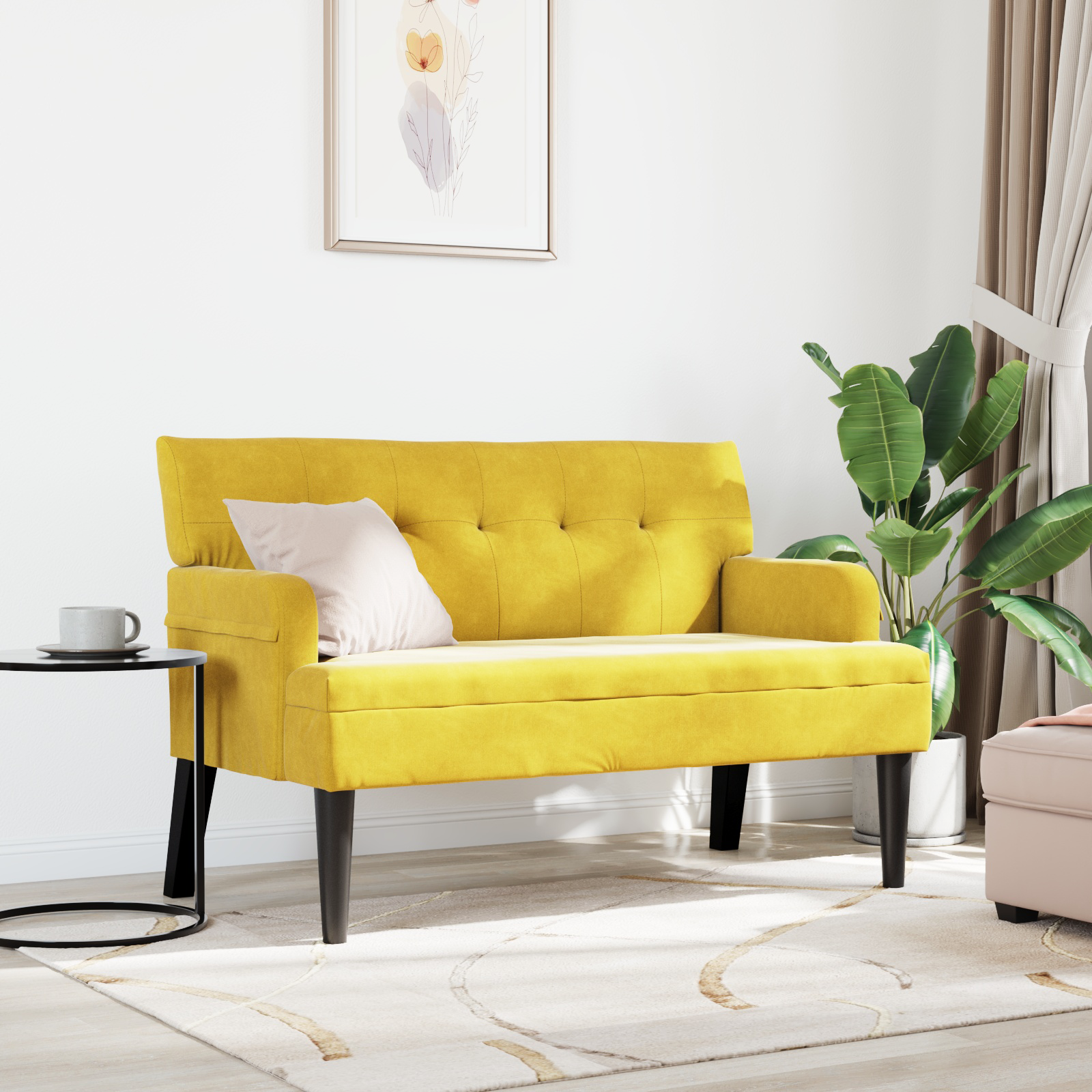 Chesterfield Bench Yellow 112 x 65.5 x 75 cm Velvet