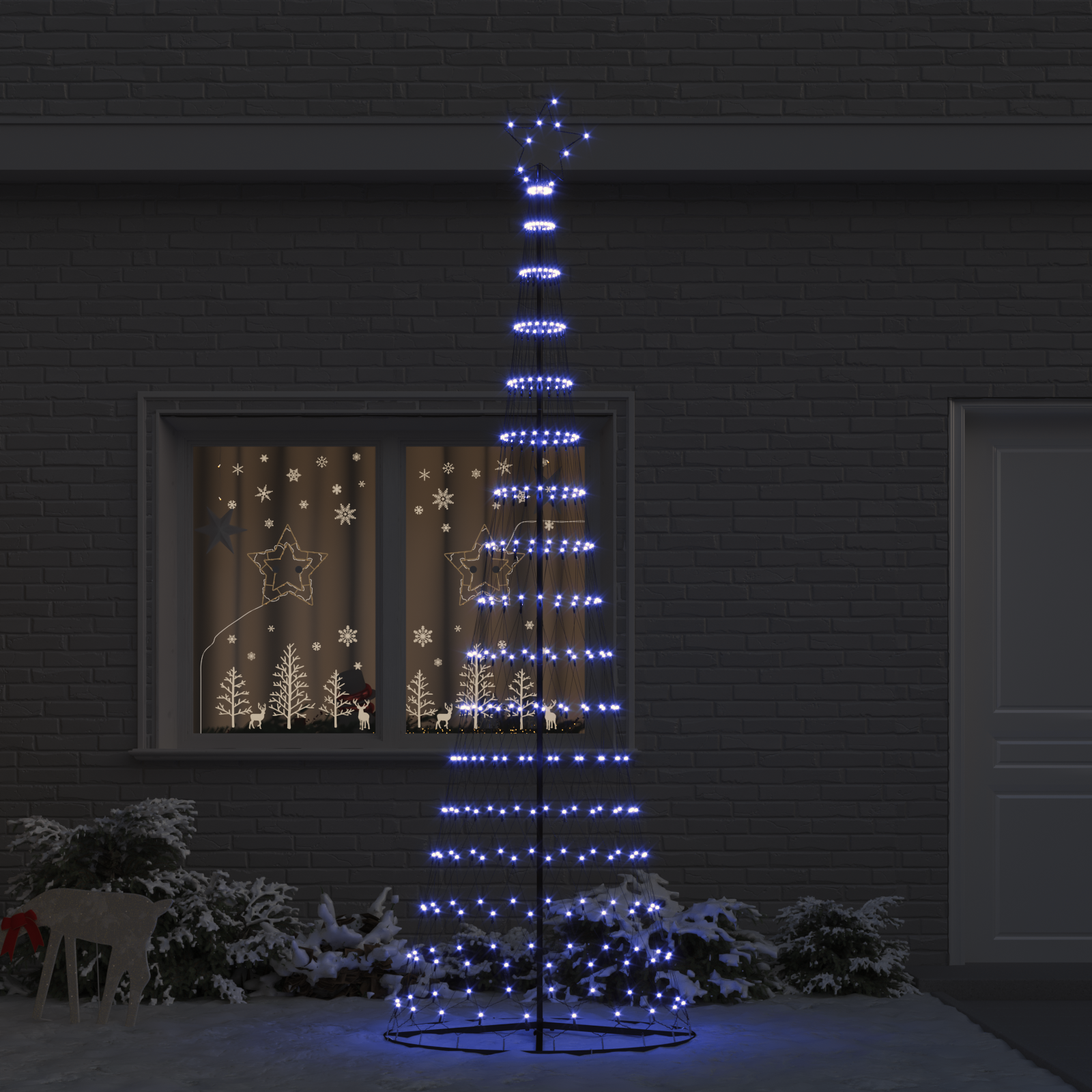 LED Ziemassvētku egle ar 355 LED diodēm statīvā Zila 302,5 cm metāls