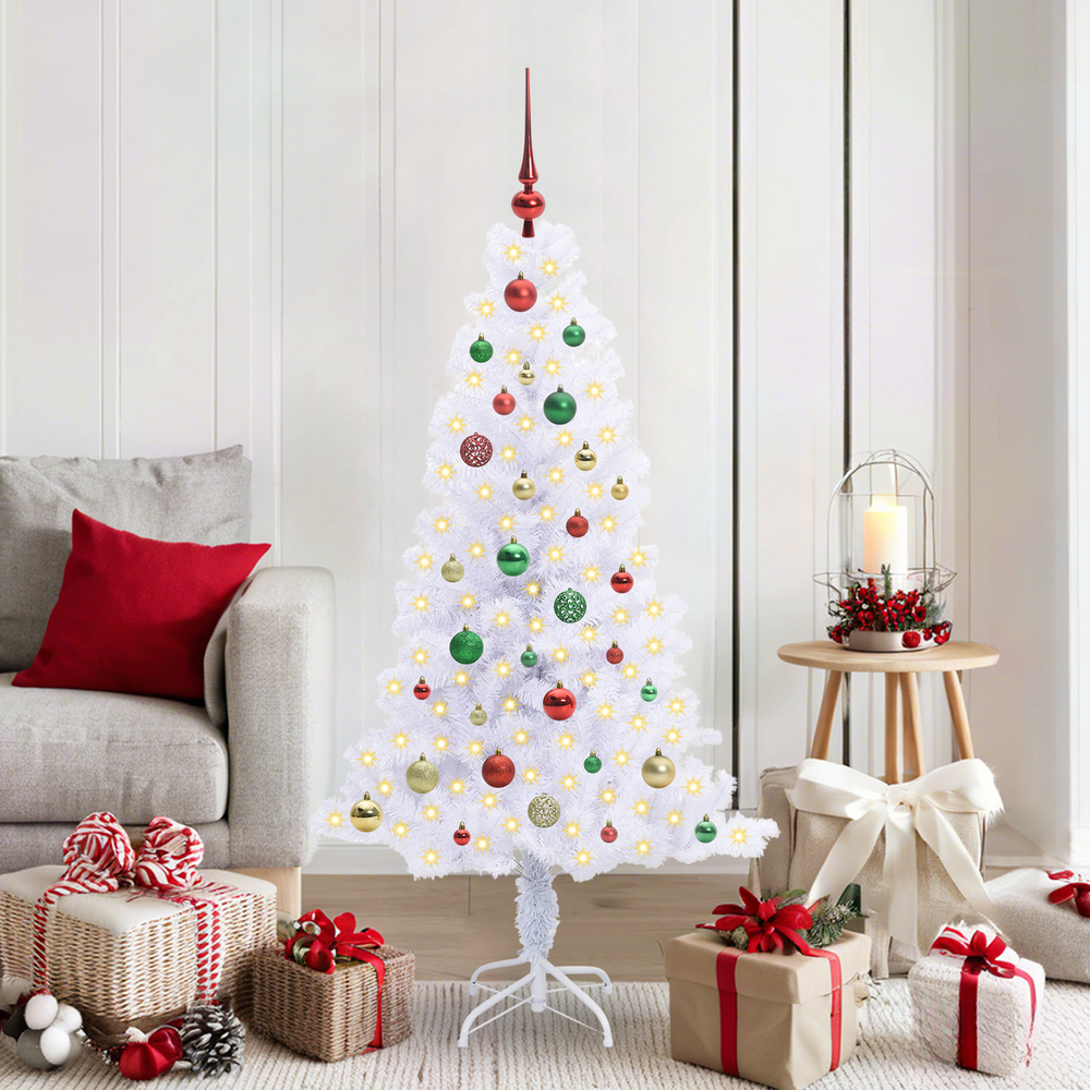 Artificial Christmas Tree with 150 LED White 150 cm PVC and Steel