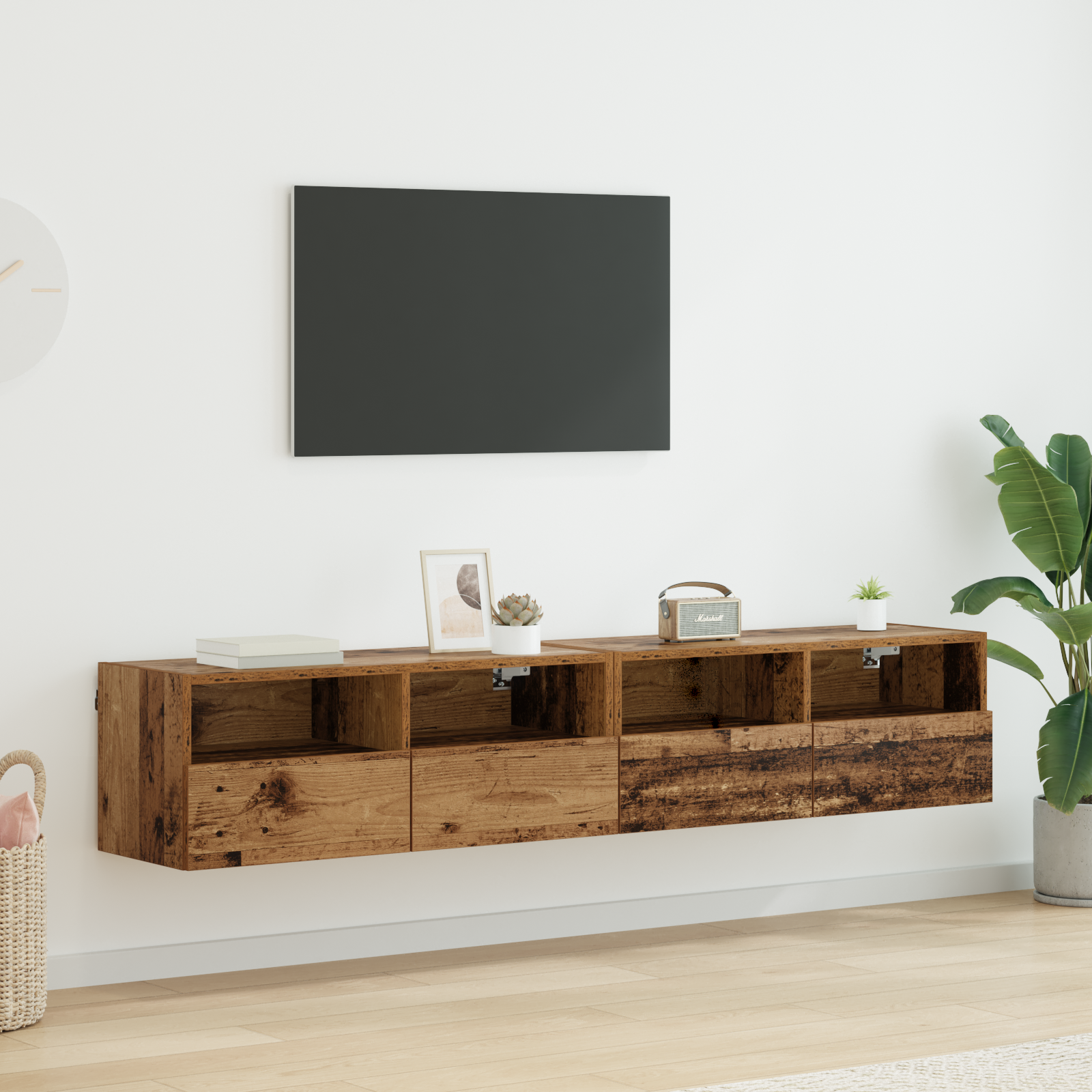 TV sieniniai spintelės 2 pcs Senovinis medis 80 x 30 x 30 cm