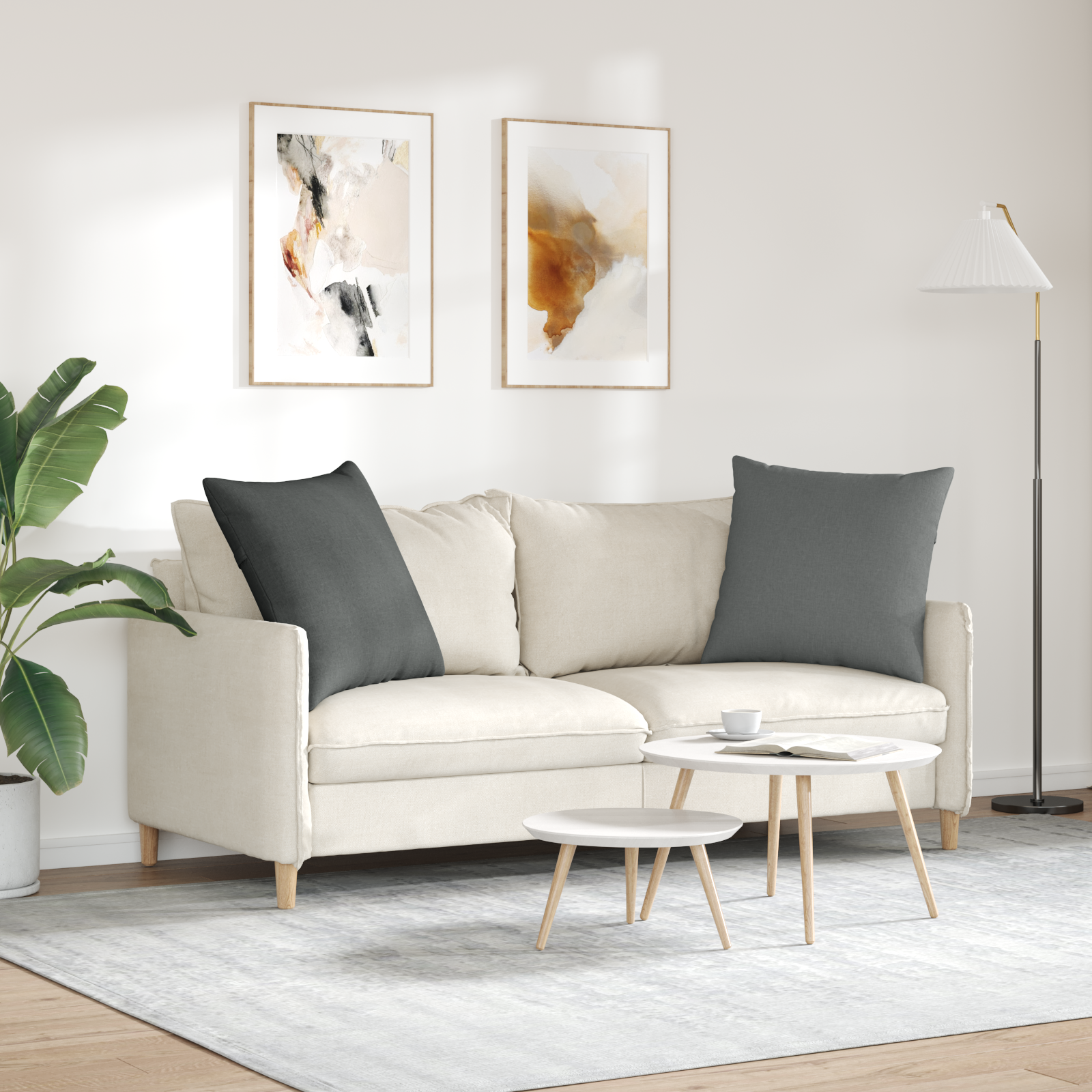 Sofa Pagalvės 2 pcs Tamsiai pilka 80 x 80 cm audinys