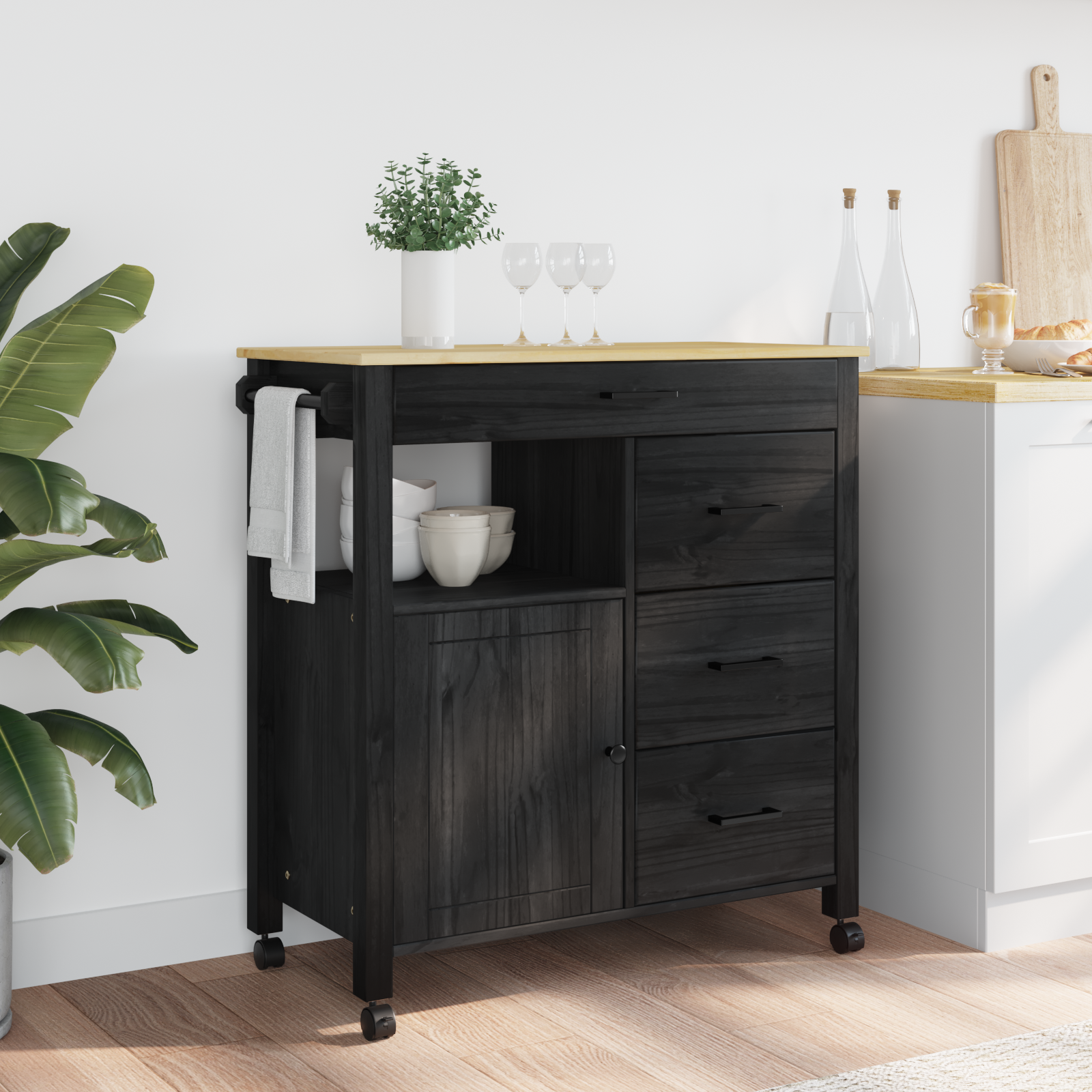 Kitchen Trolley Simple Black