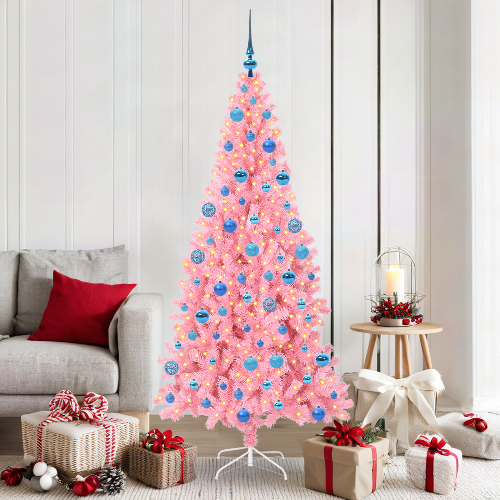 Kalėdų eglutė PINE BOREAL, su 300 LED stovu Rožinė 180 cm.