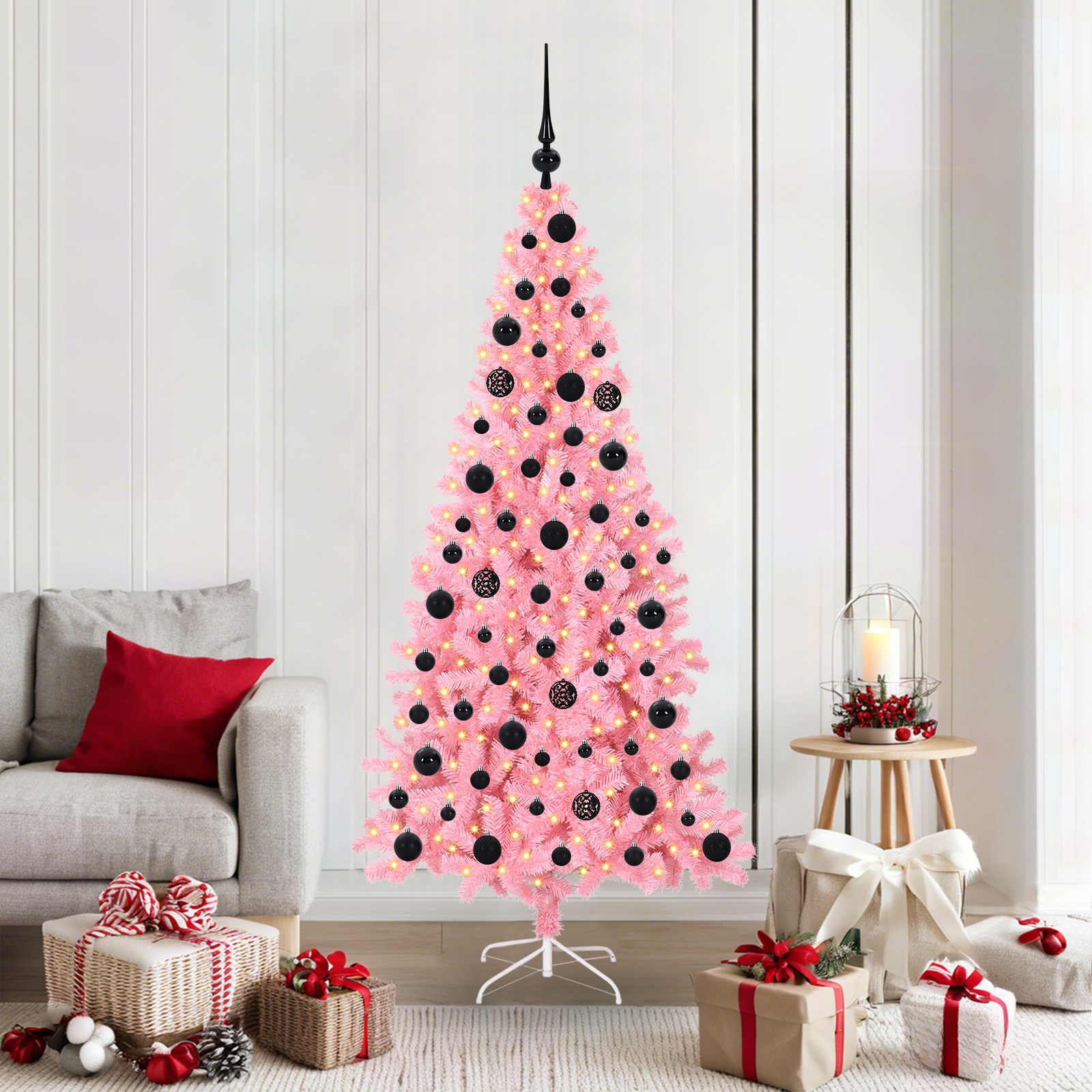 Kalėdų eglutė PINE BOREAL, su 300 LED stovu Rožinė 180 cm.