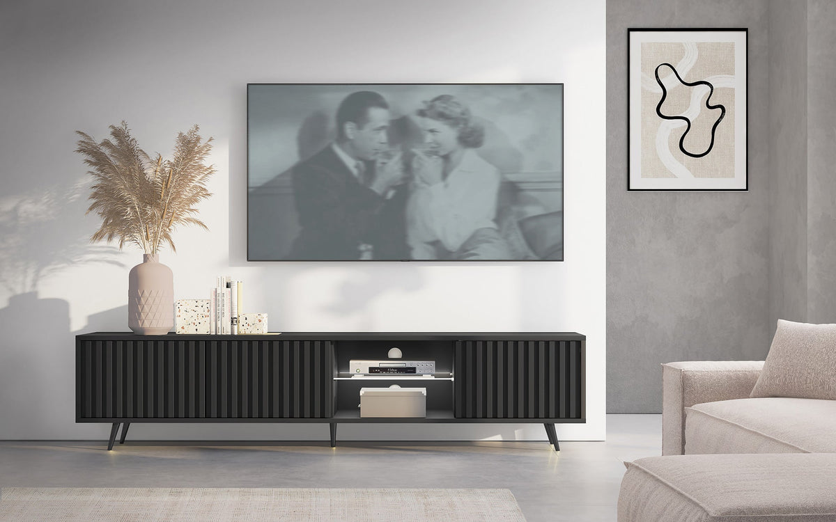 TV spintelė MAGNUS, 175 cm, juoda/ąžuolas