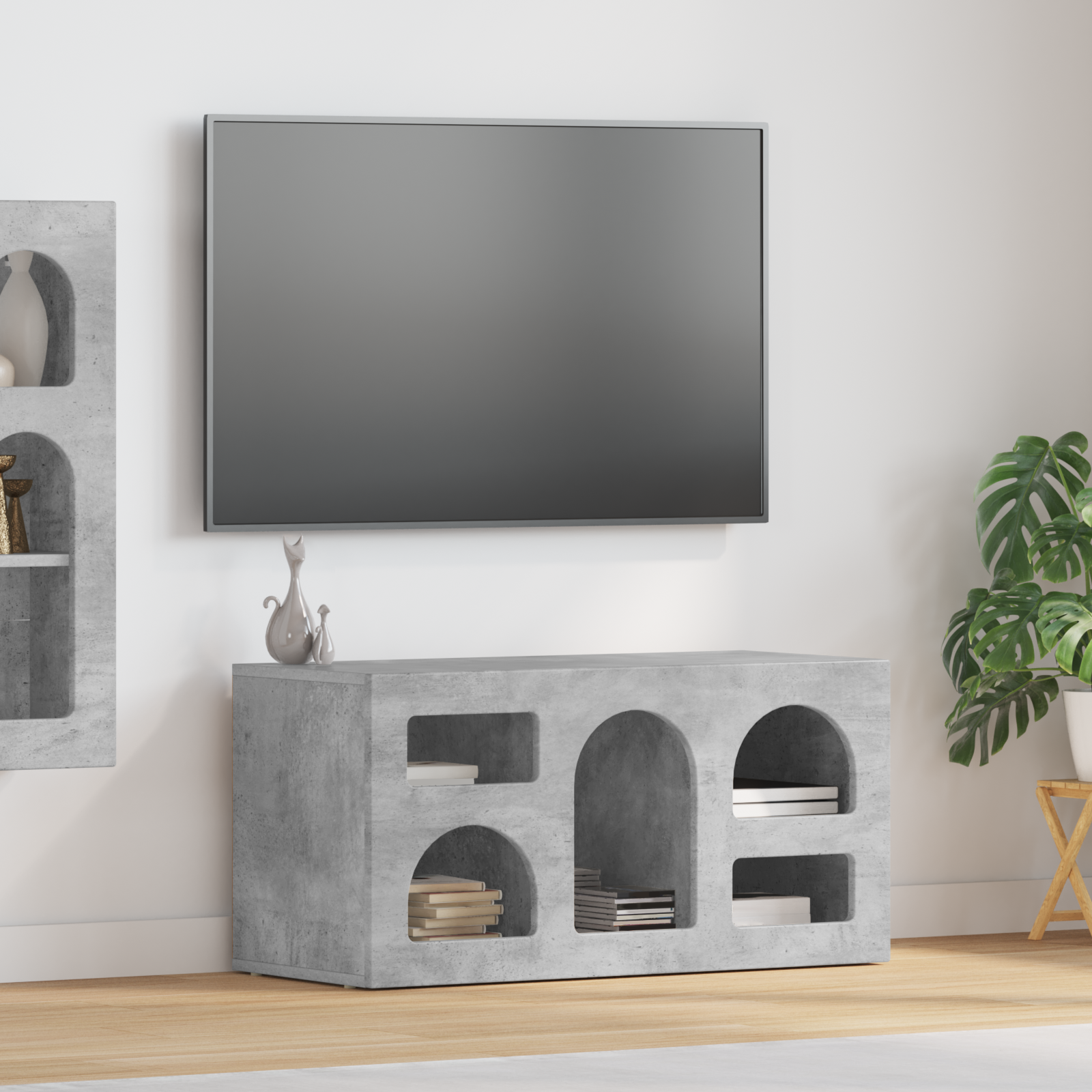 TV skapītis, betona pelēks, 80 x 35 x 40 cm